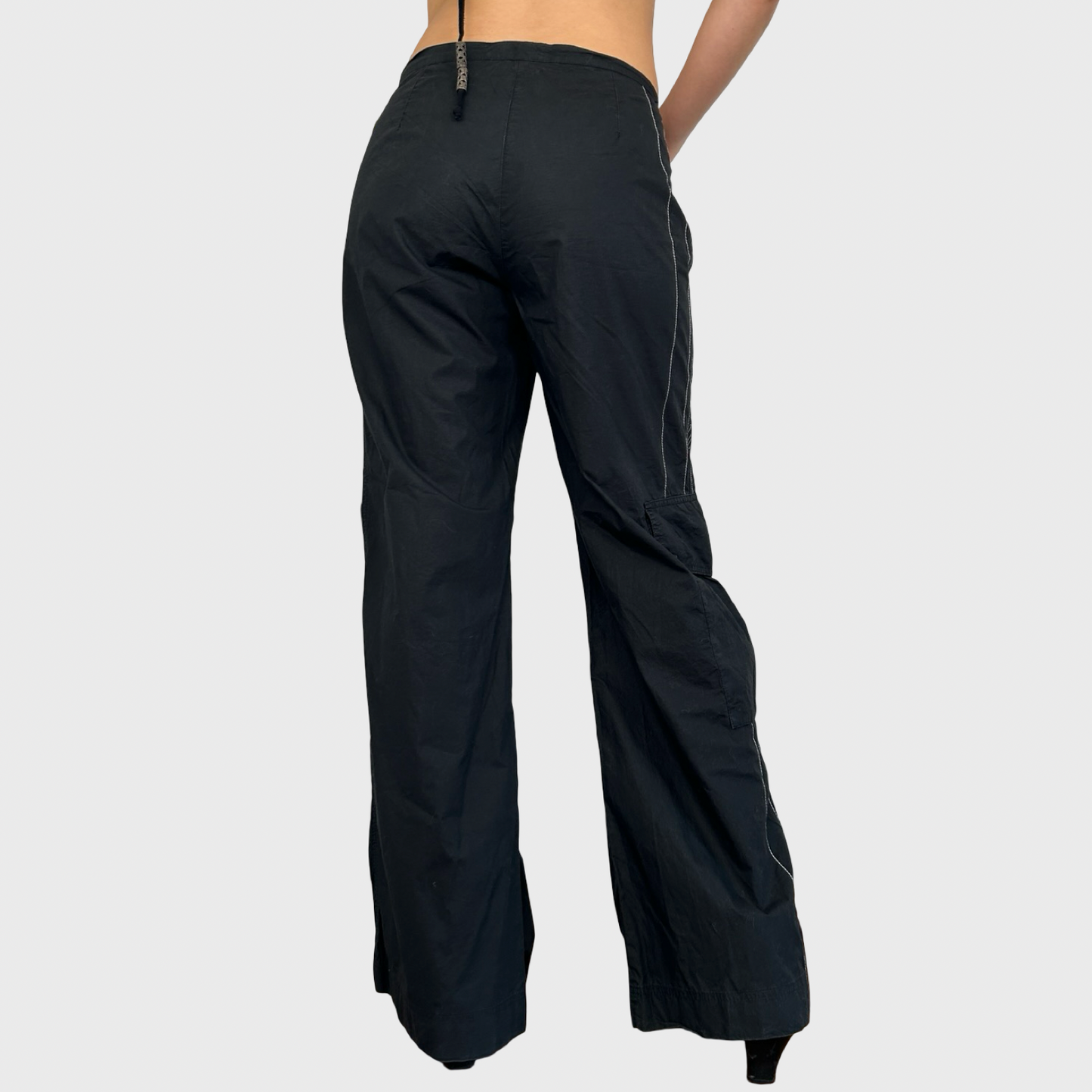 Cop Copine Black Graphic Print Wide Leg Trousers - L