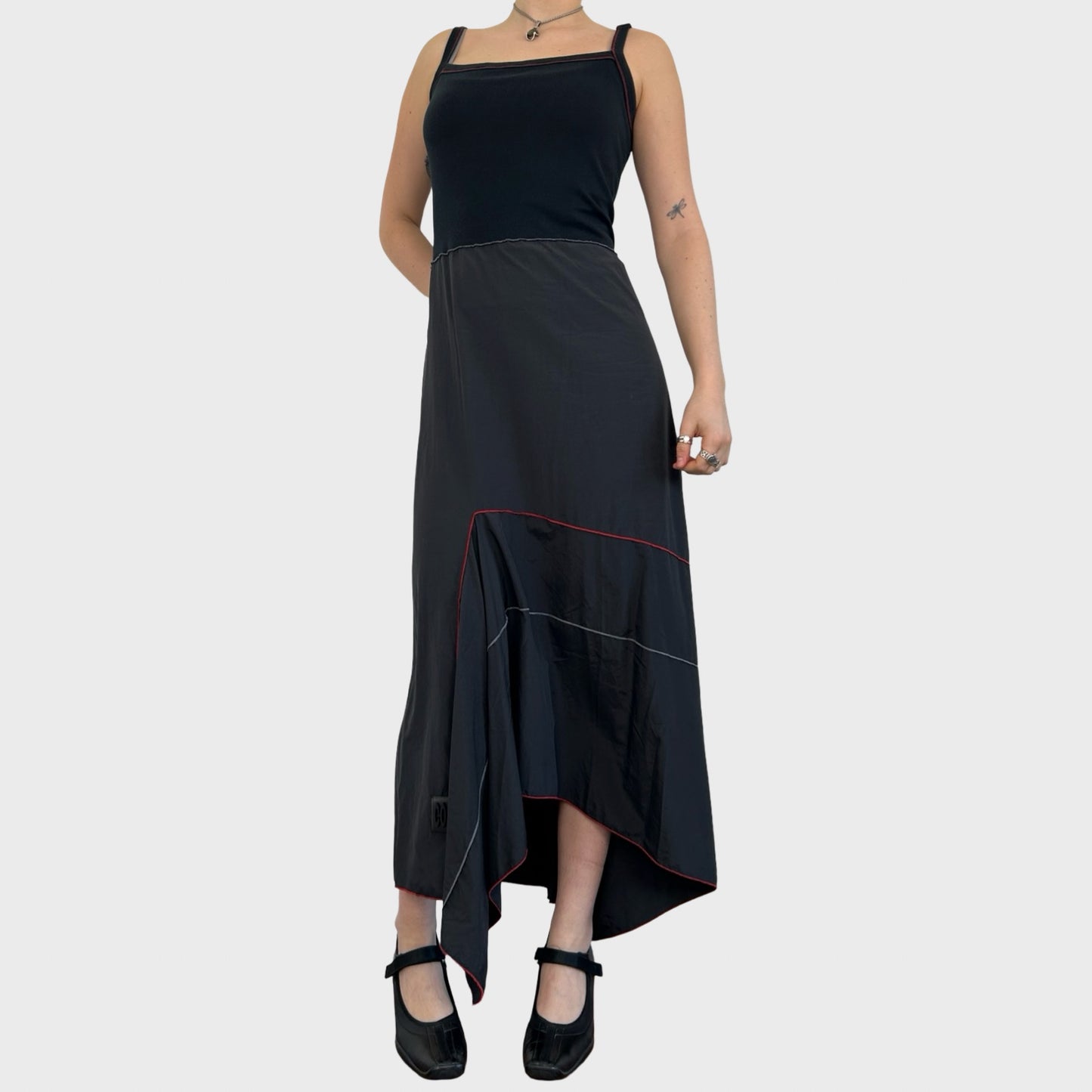 Cop Copine Black Bi-Material Maxi Dress - M/L