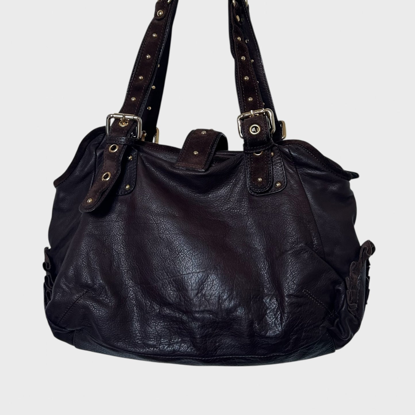 Blumarine Chocolate Brown 2000s Leather Handbag