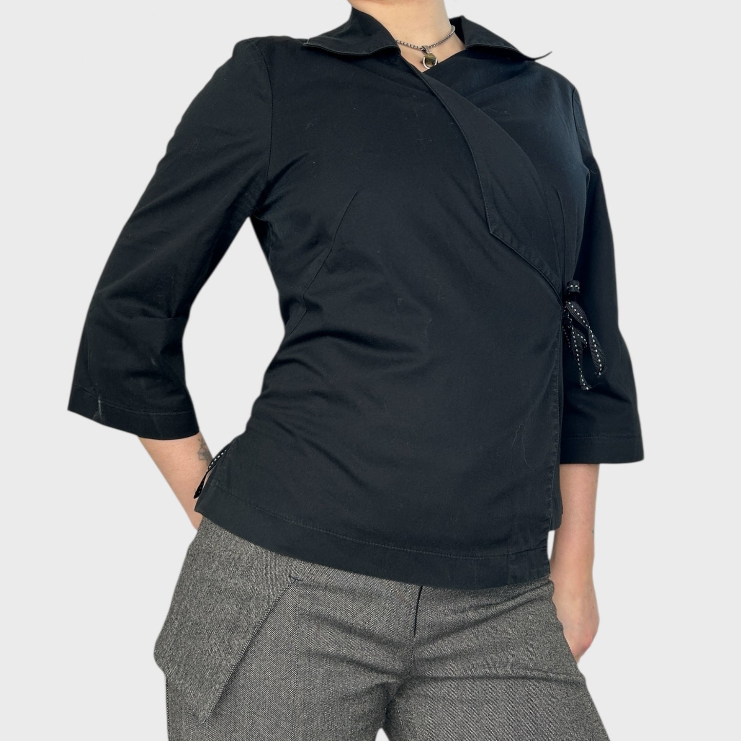 Cop Copine Black Tie Front Shirt - S/M