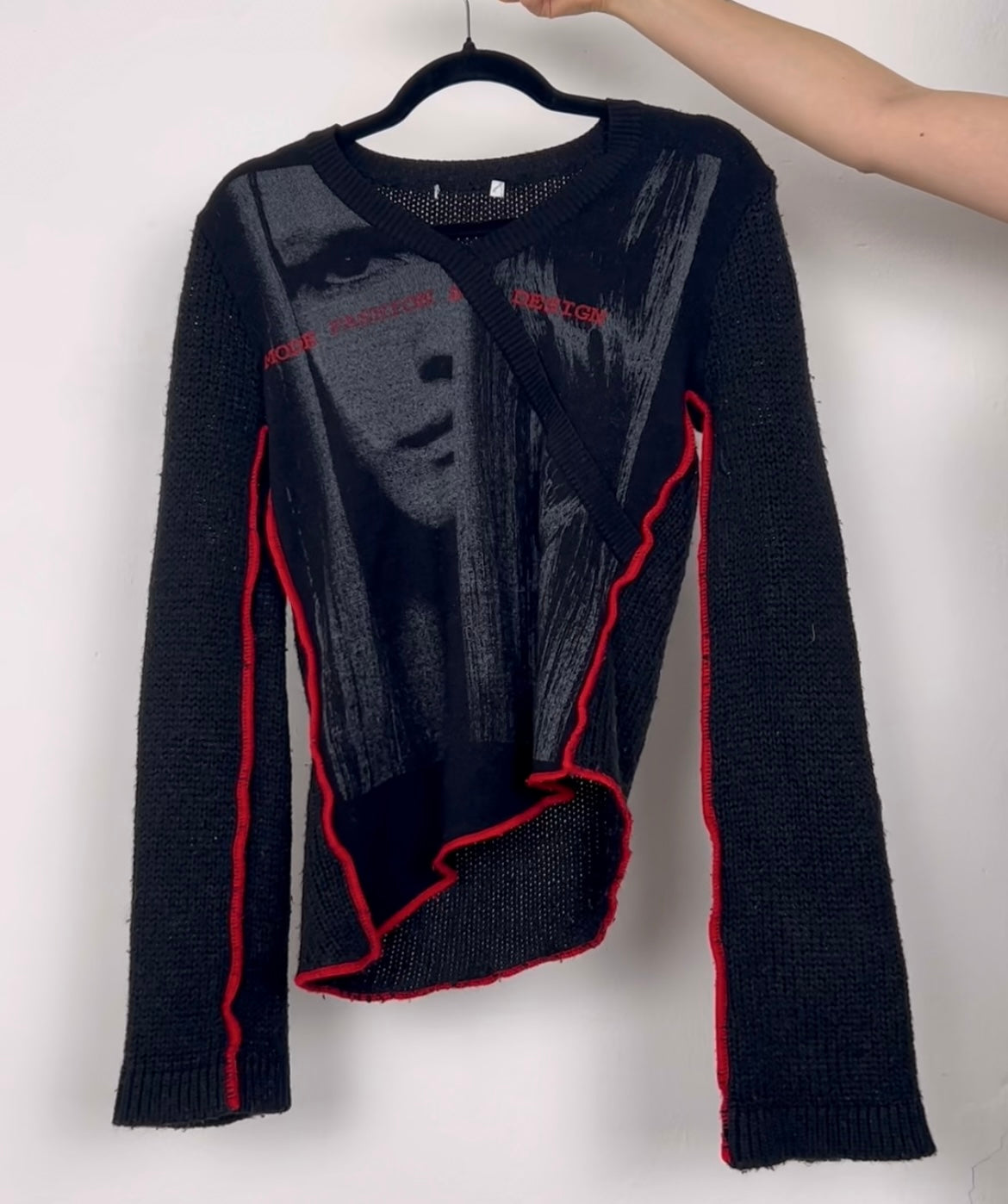 Graphic Face Print Knit Jumper - M