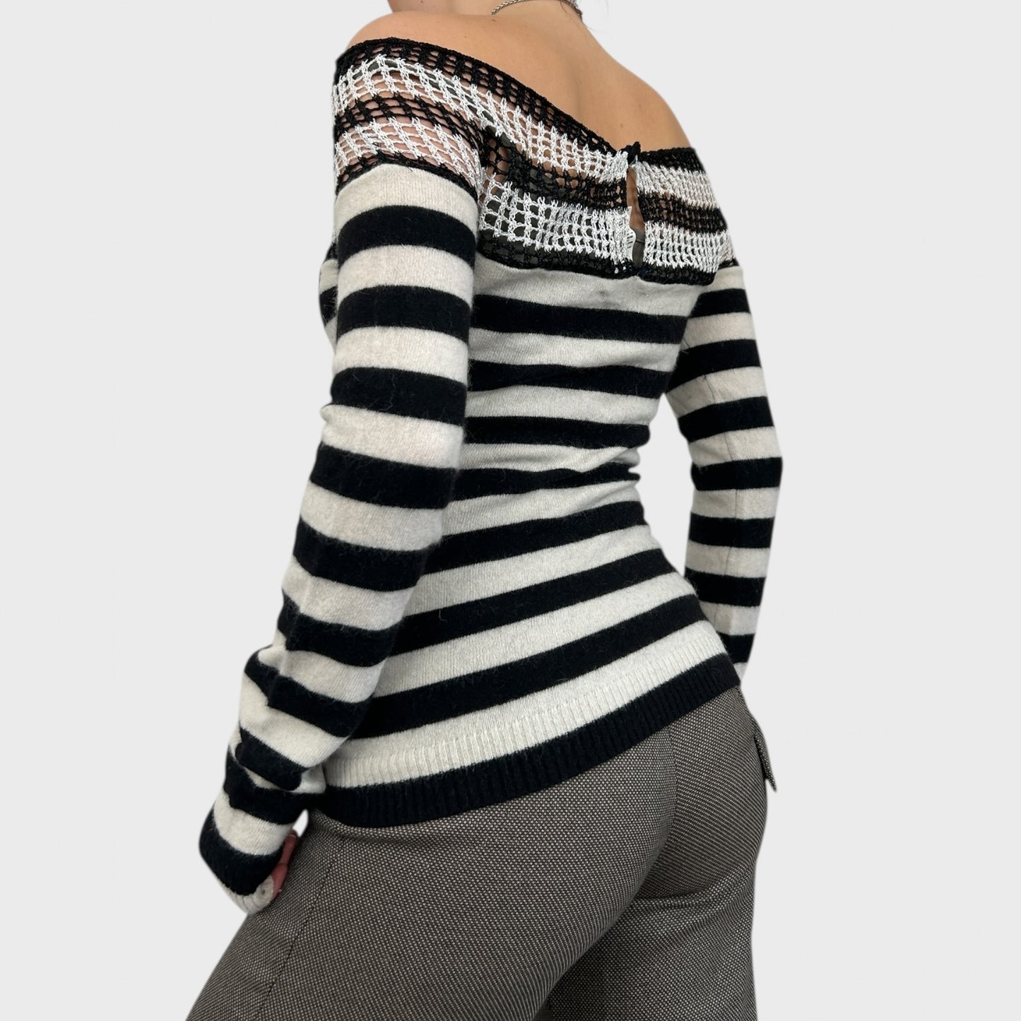 Miss Sixty Striped Off Shoulder Jumper - M