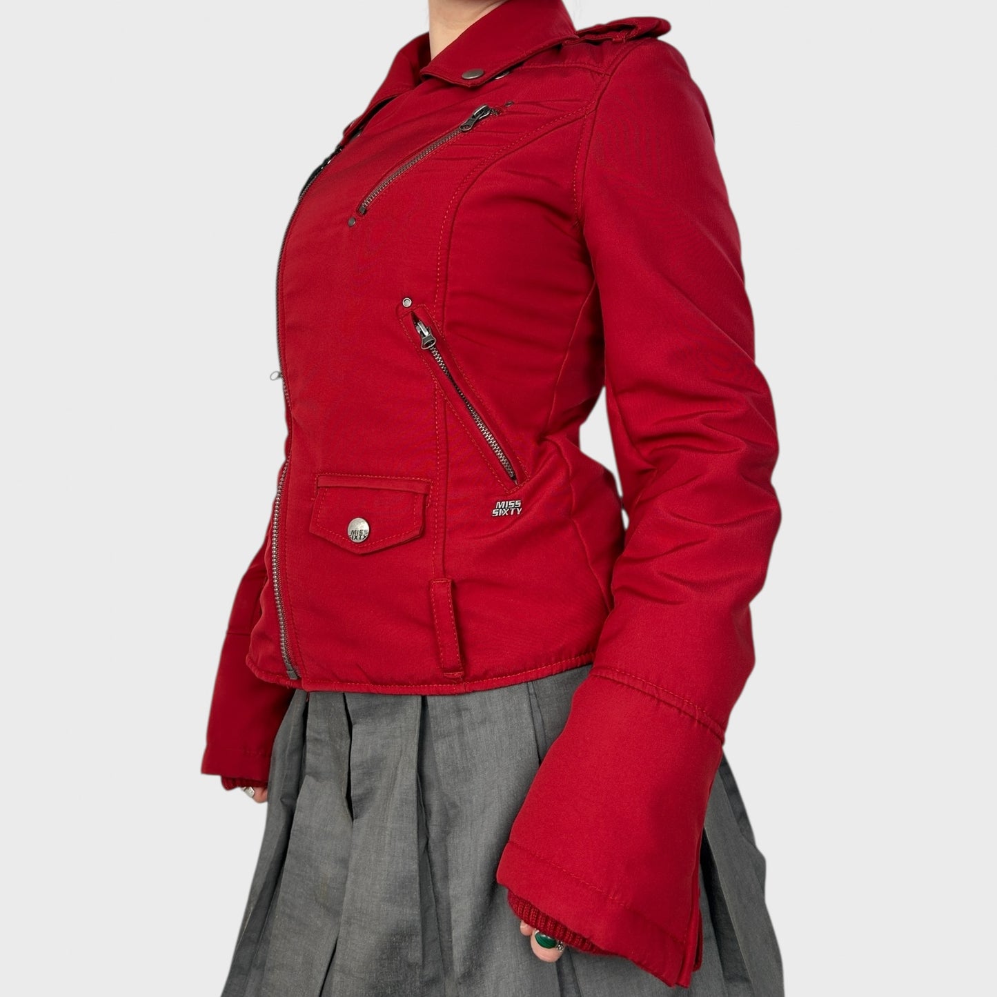 Miss Sixty Red Asymmetric Zip Coat - S