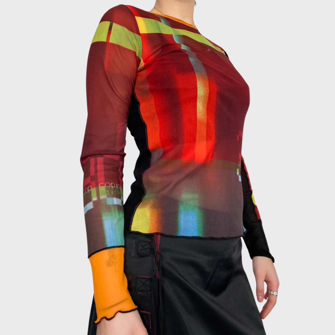 Cop Copine futuristic cyber mesh top