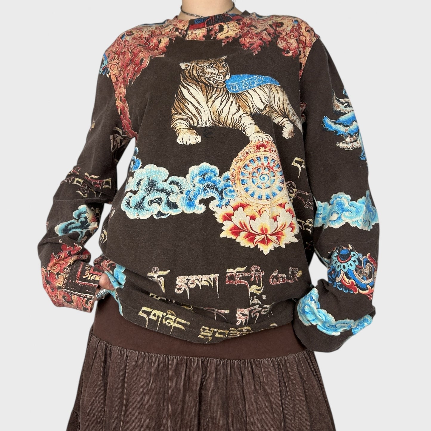 Roberto Cavalli Graphic Print Long Sleeve Top - L