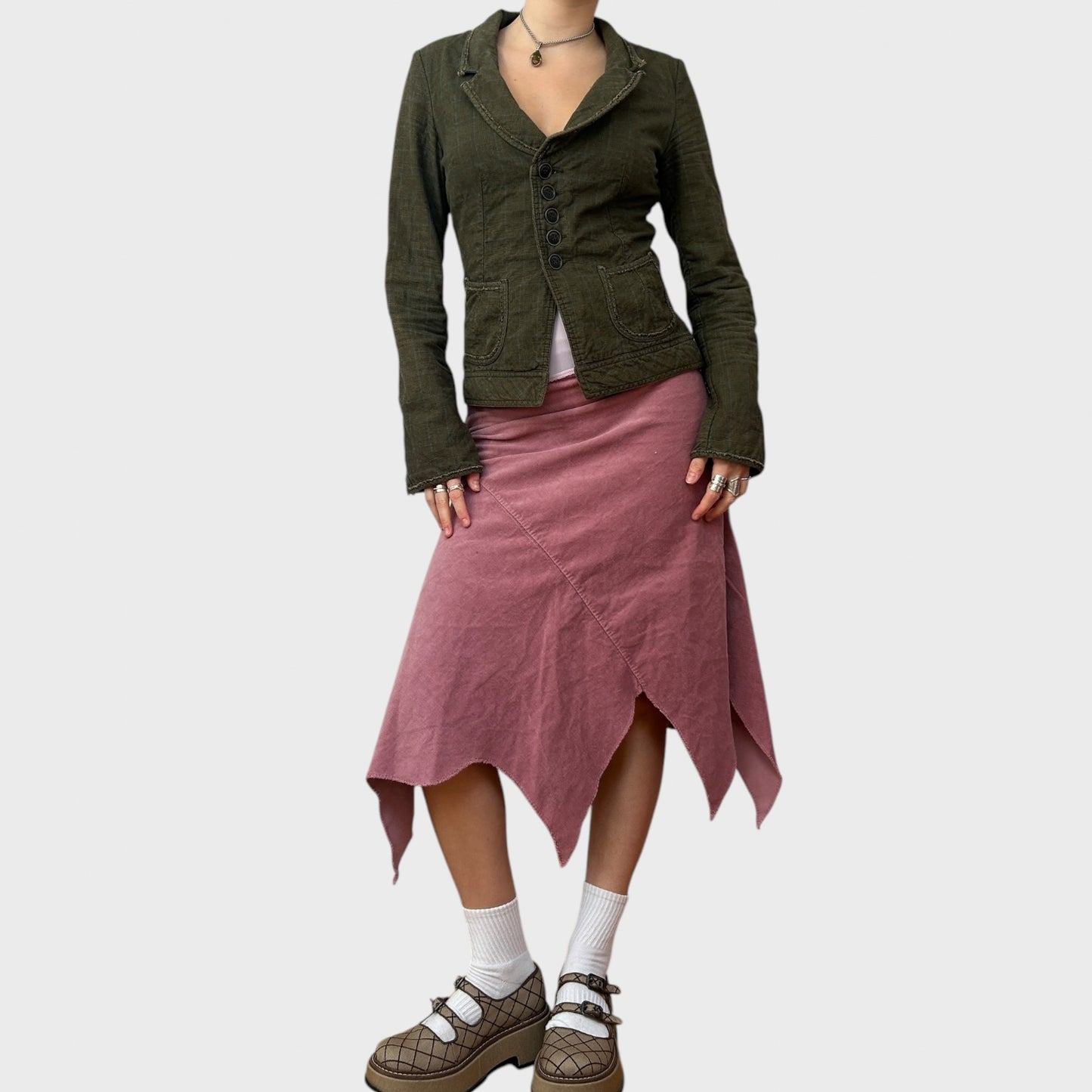 Pink Fairy Asymmetric Hem Midi Skirt