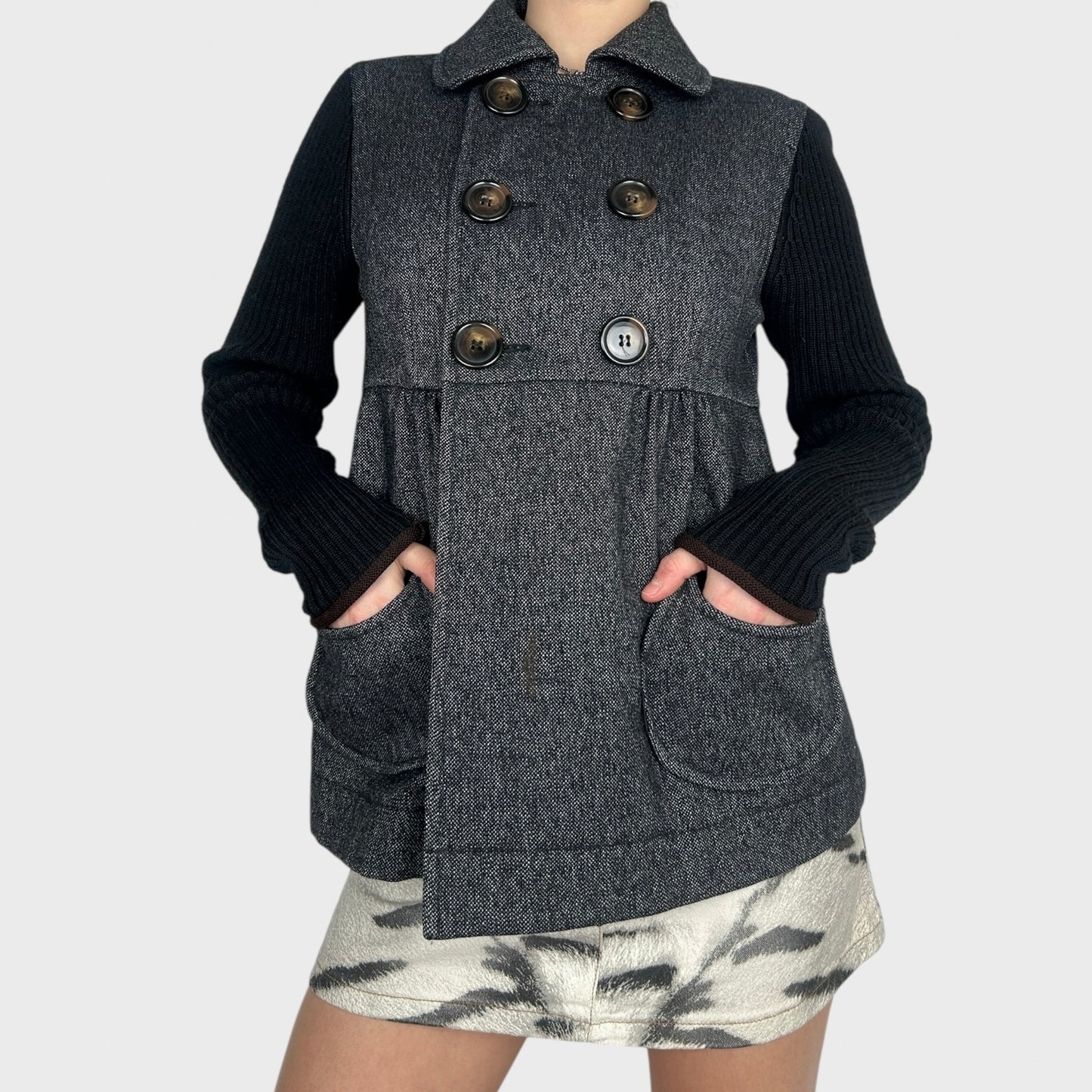 Cop Copine Grey Wool Peacoat - M