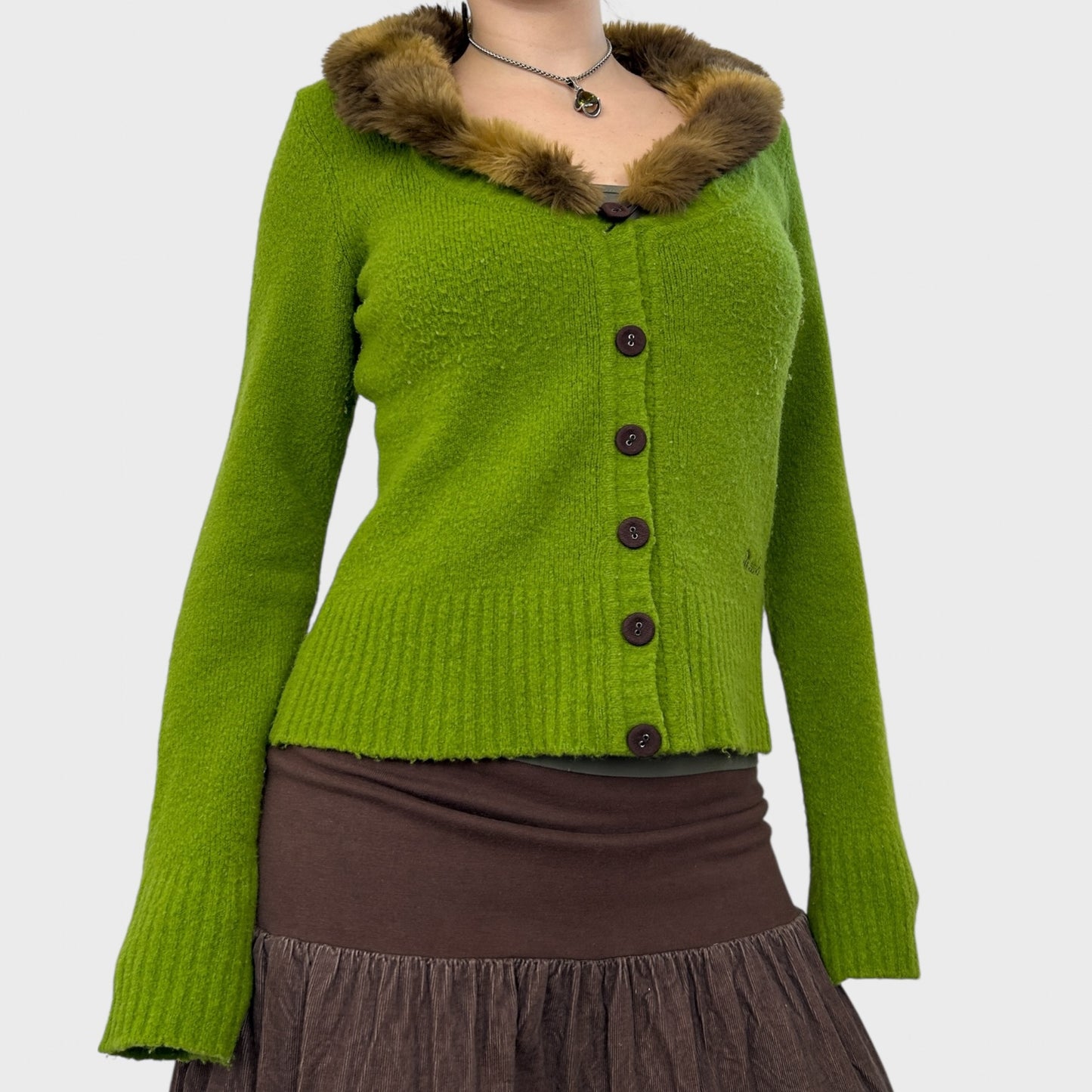 Miss Sixty Green Button Cardigan - M