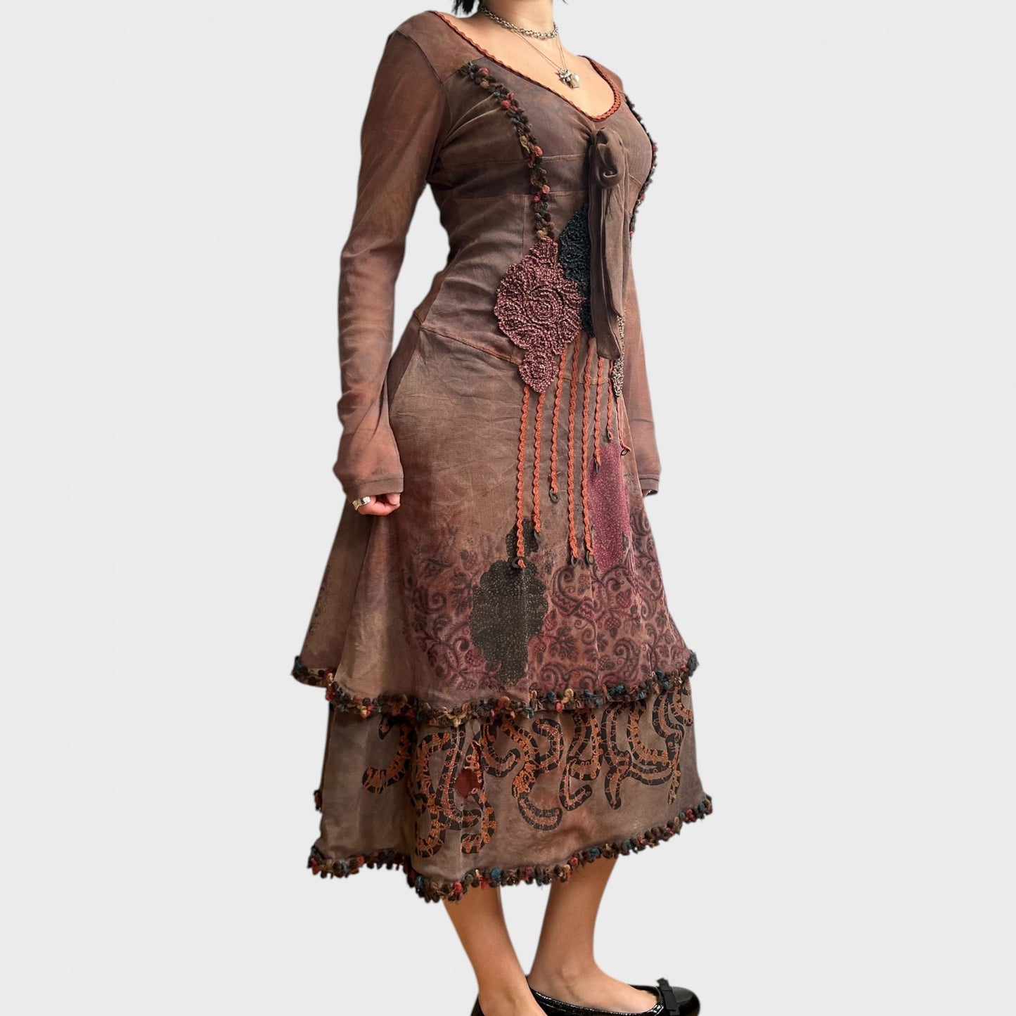 Save the Queen Double Layered Mesh Midi Dress