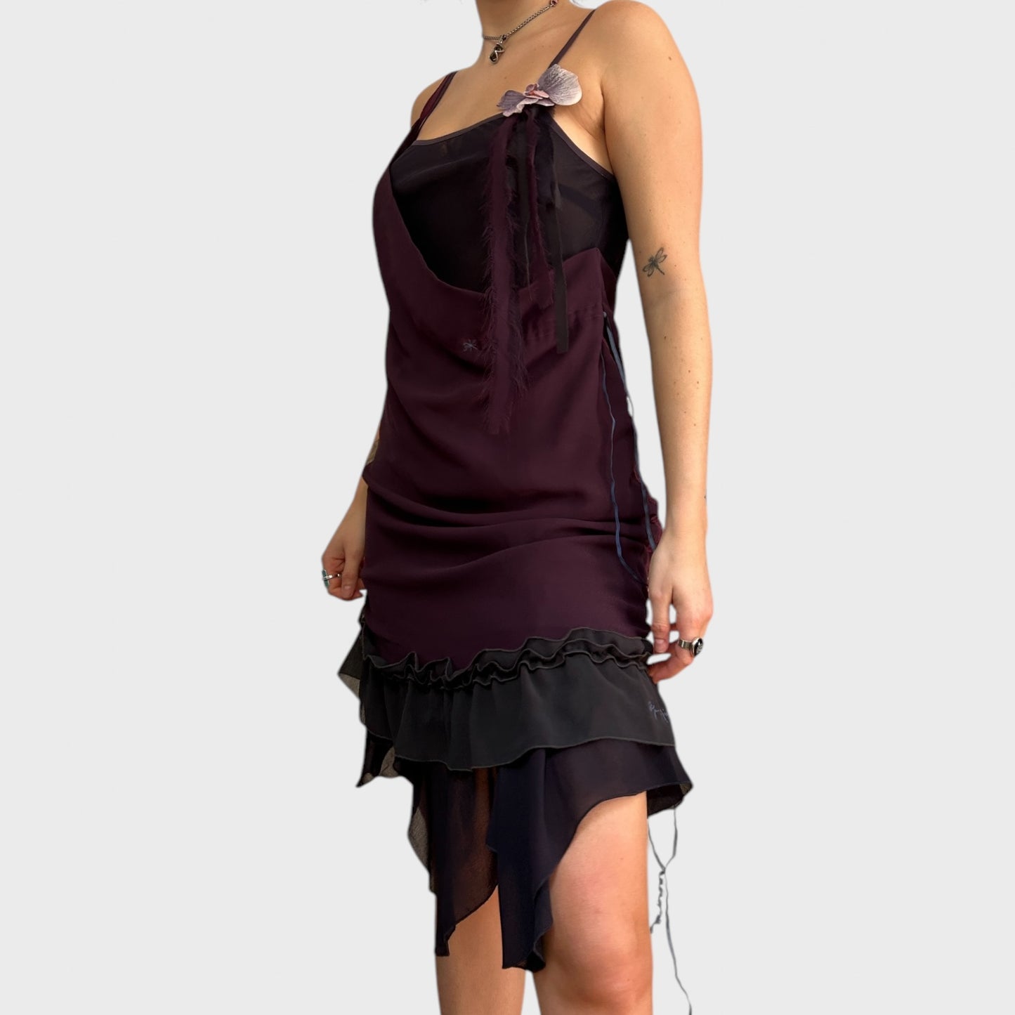 Cop Copine Purple Double Layered Ruffle Dress