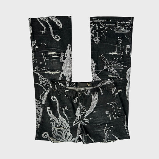 Cavalli Graphic Print Distressed Jeans - S