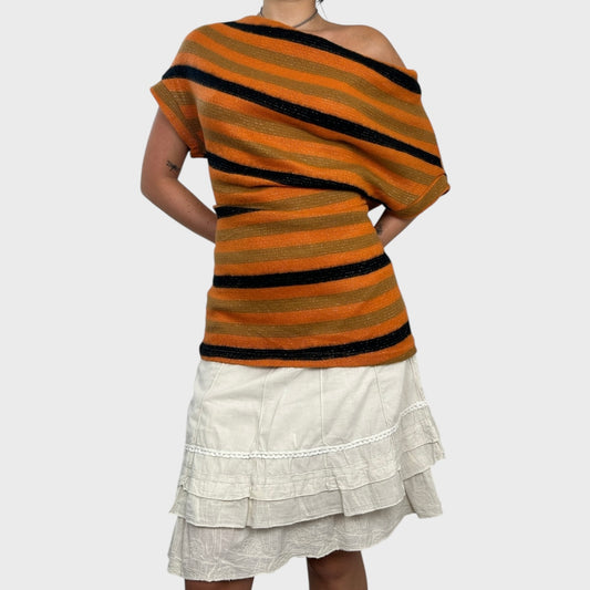 Orange Striped Slouchy Jumper - S/M