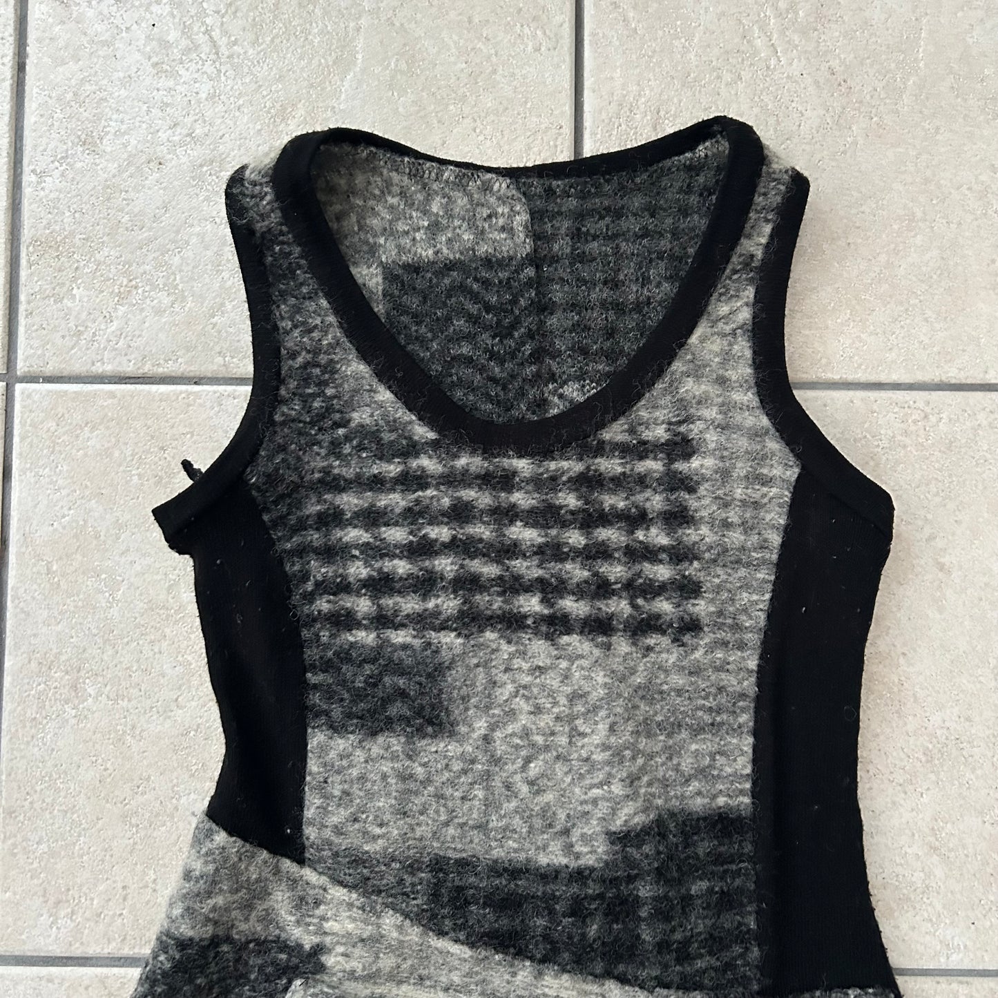 Grey & Black Sleeveless Mini Dress/Long Top