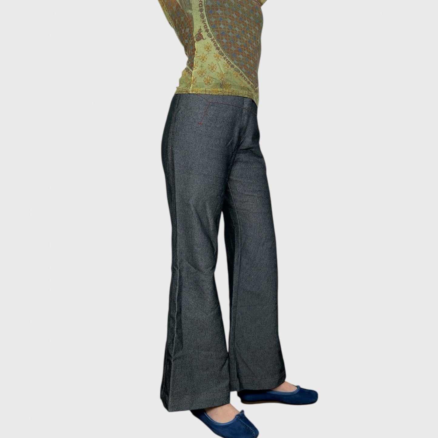 Cop Copine Grey Trousers With Red Details - M