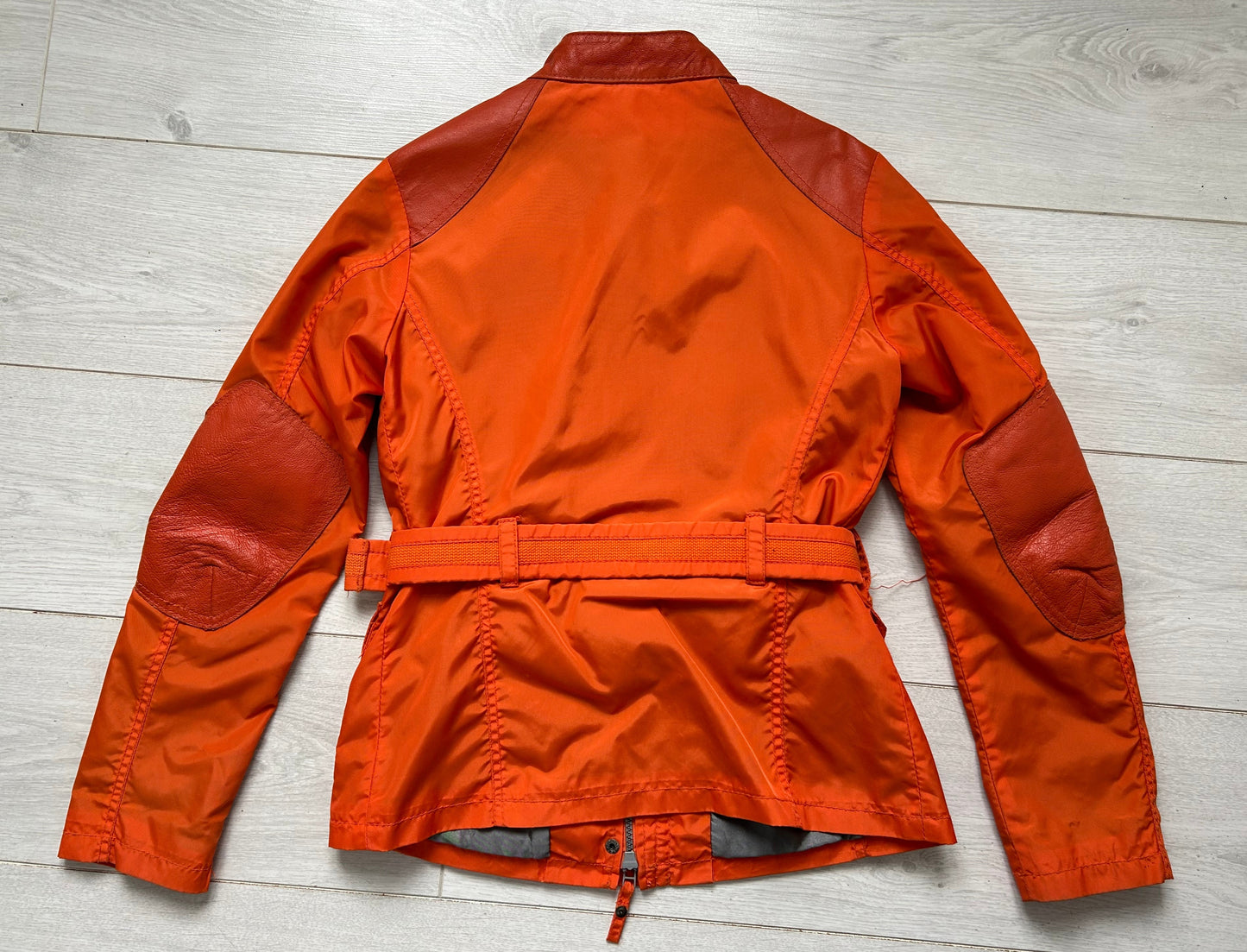 Roberto Cavalli orange tech moto jacket