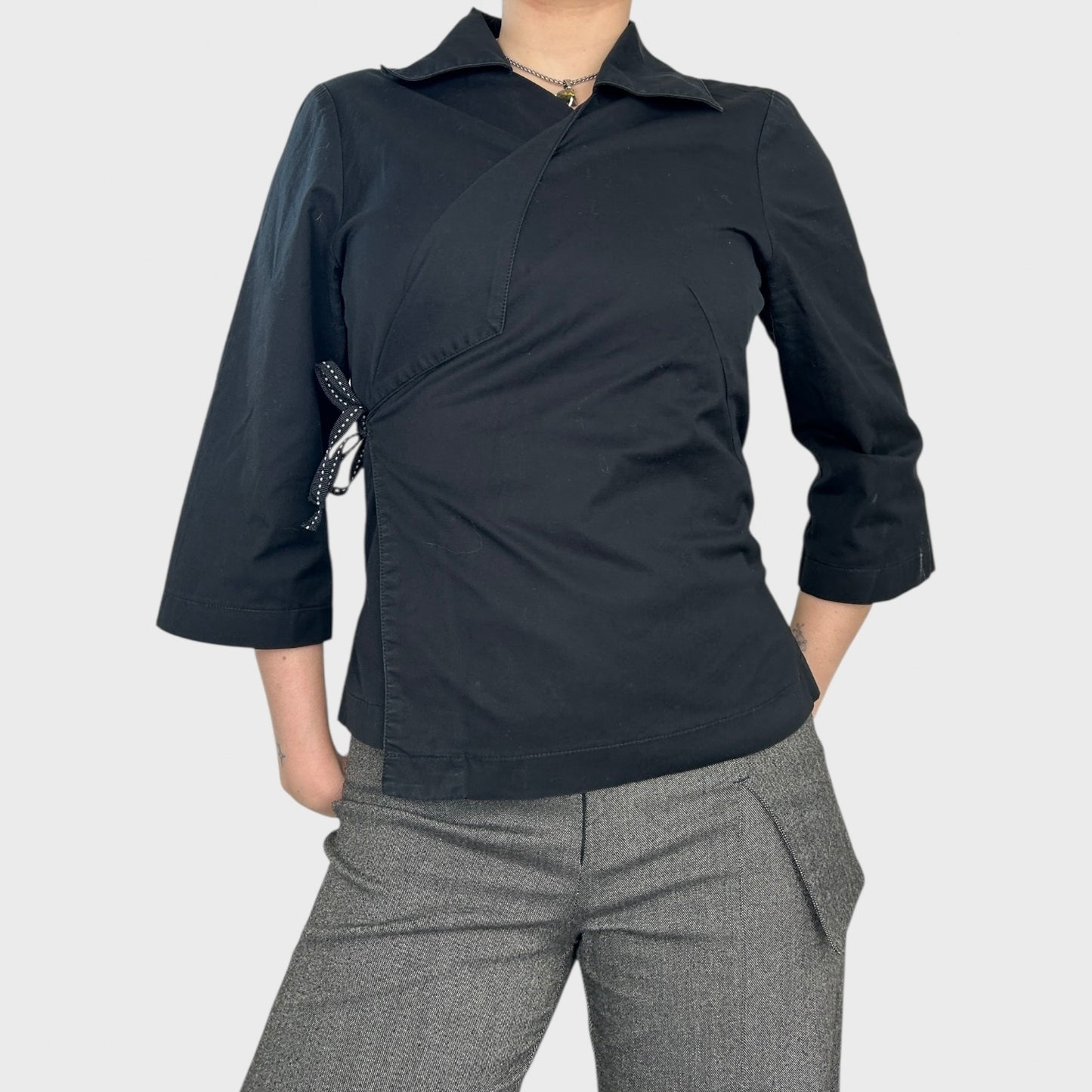 Cop Copine Black Tie Front Shirt - S/M