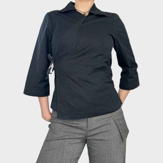Cop Copine Black Tie Front Shirt - S/M