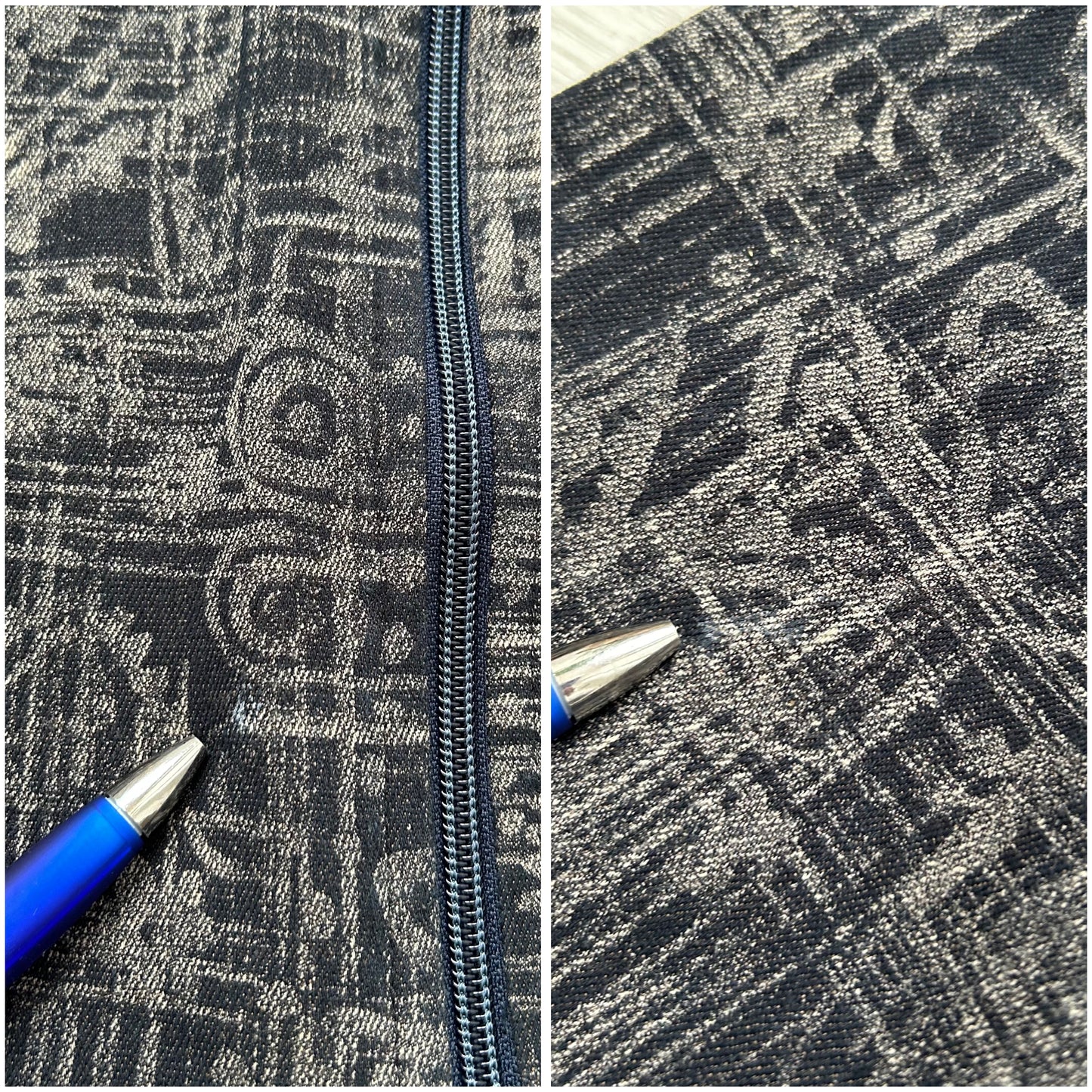 Vintage abstract denim zip up jacket