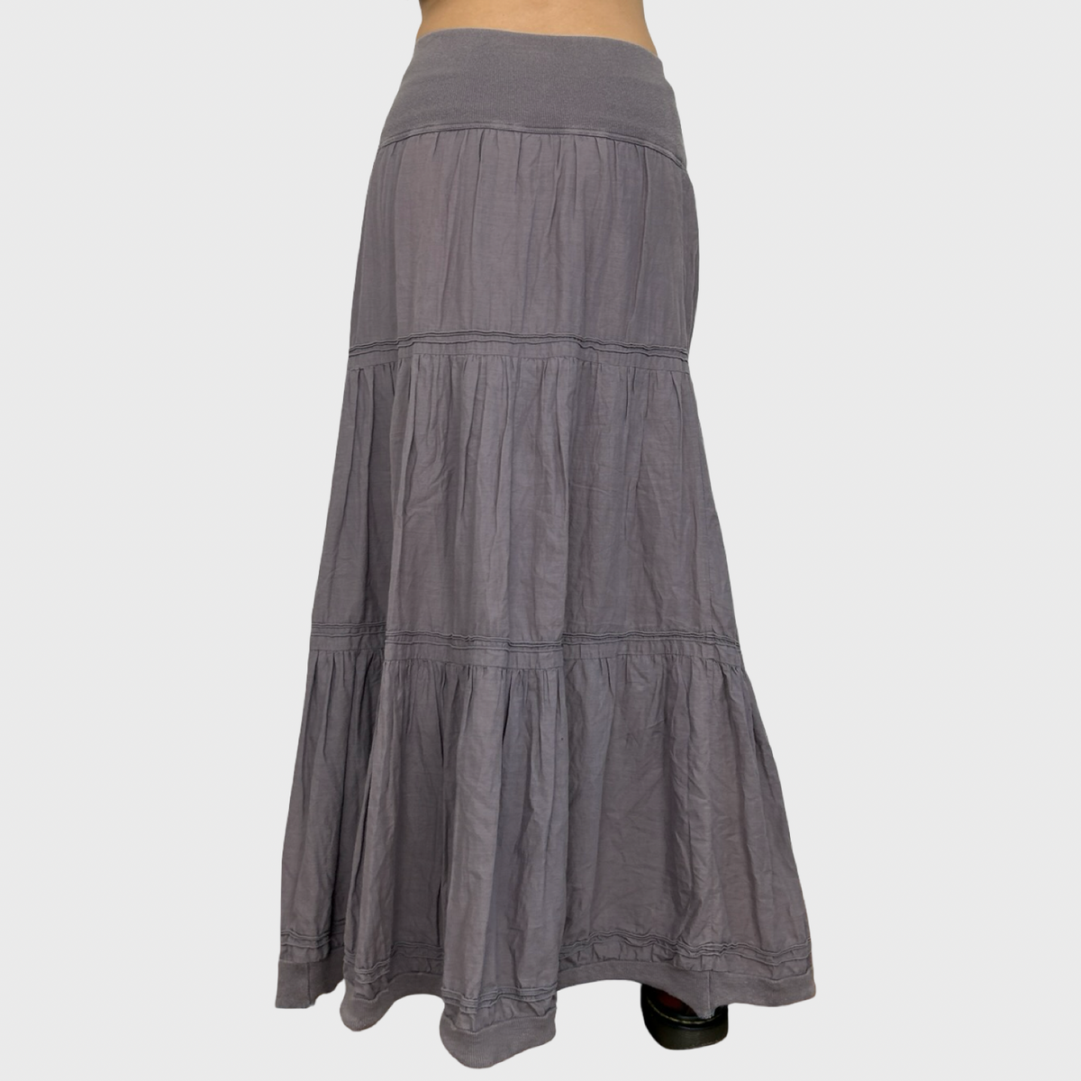 Cop Copine Tiered Grey Ruffle Maxi Skirt - XS/S