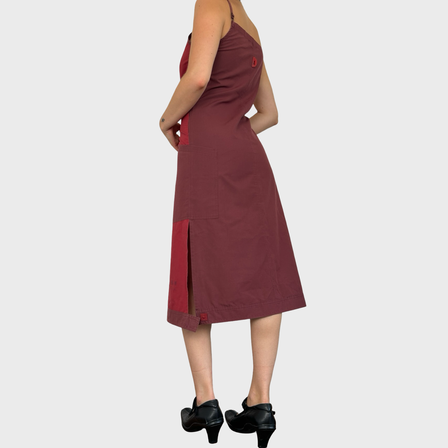 Cop Copine Red Two Tone Midi Dress - M