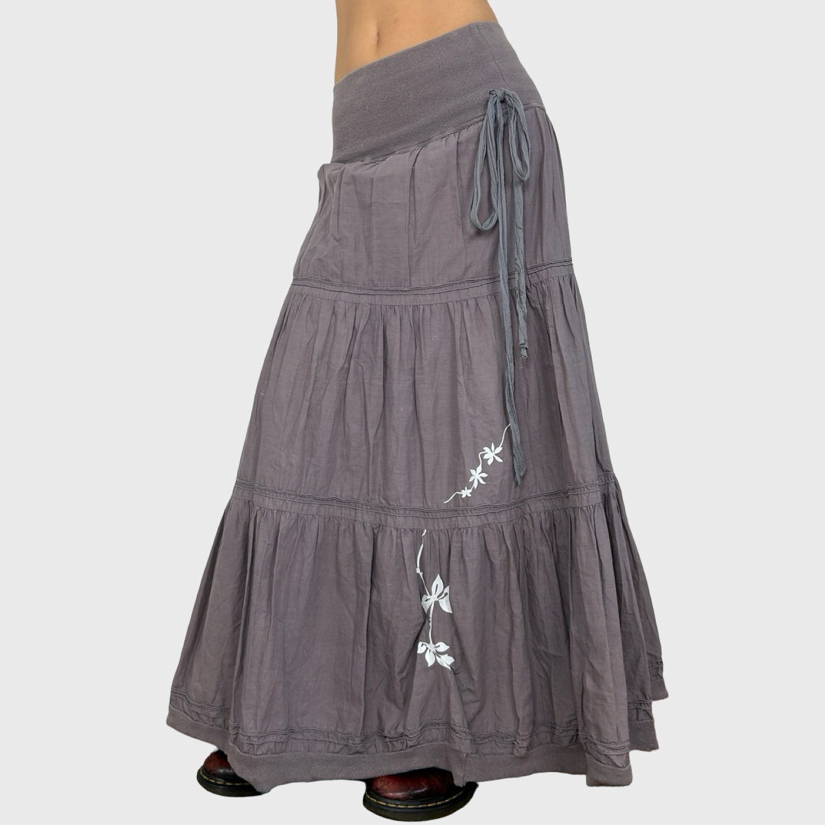 Cop Copine Tiered Grey Ruffle Maxi Skirt - XS/S