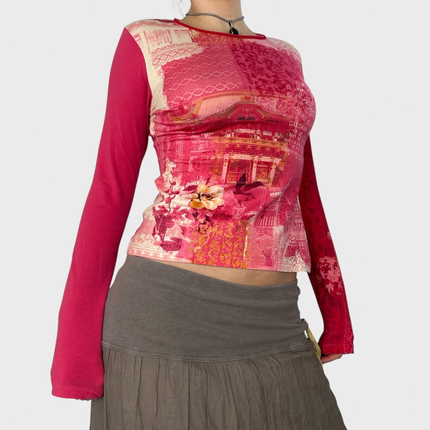 Kenzo Pink Graphic Mesh Long Sleeve - S