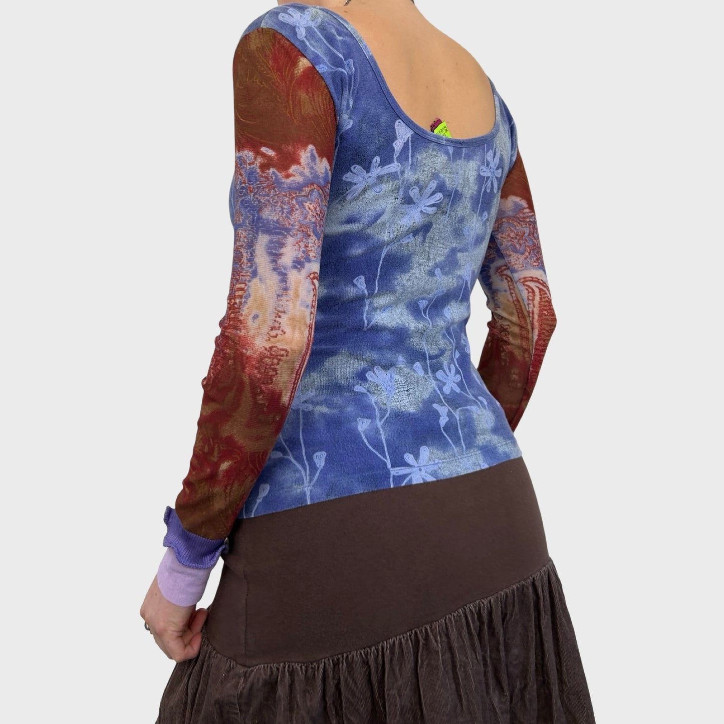 Save The Queen Graphic Bi-Material Long Sleeve Top - S/M