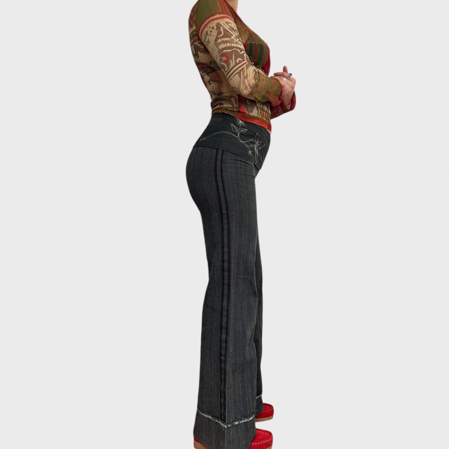 Cop Copine Pinstripe Belt Trousers