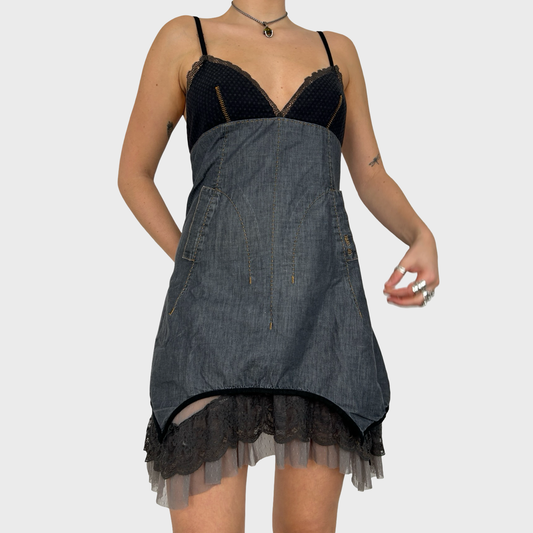 Cop Copine Denim Lace Mini Dress - M/L