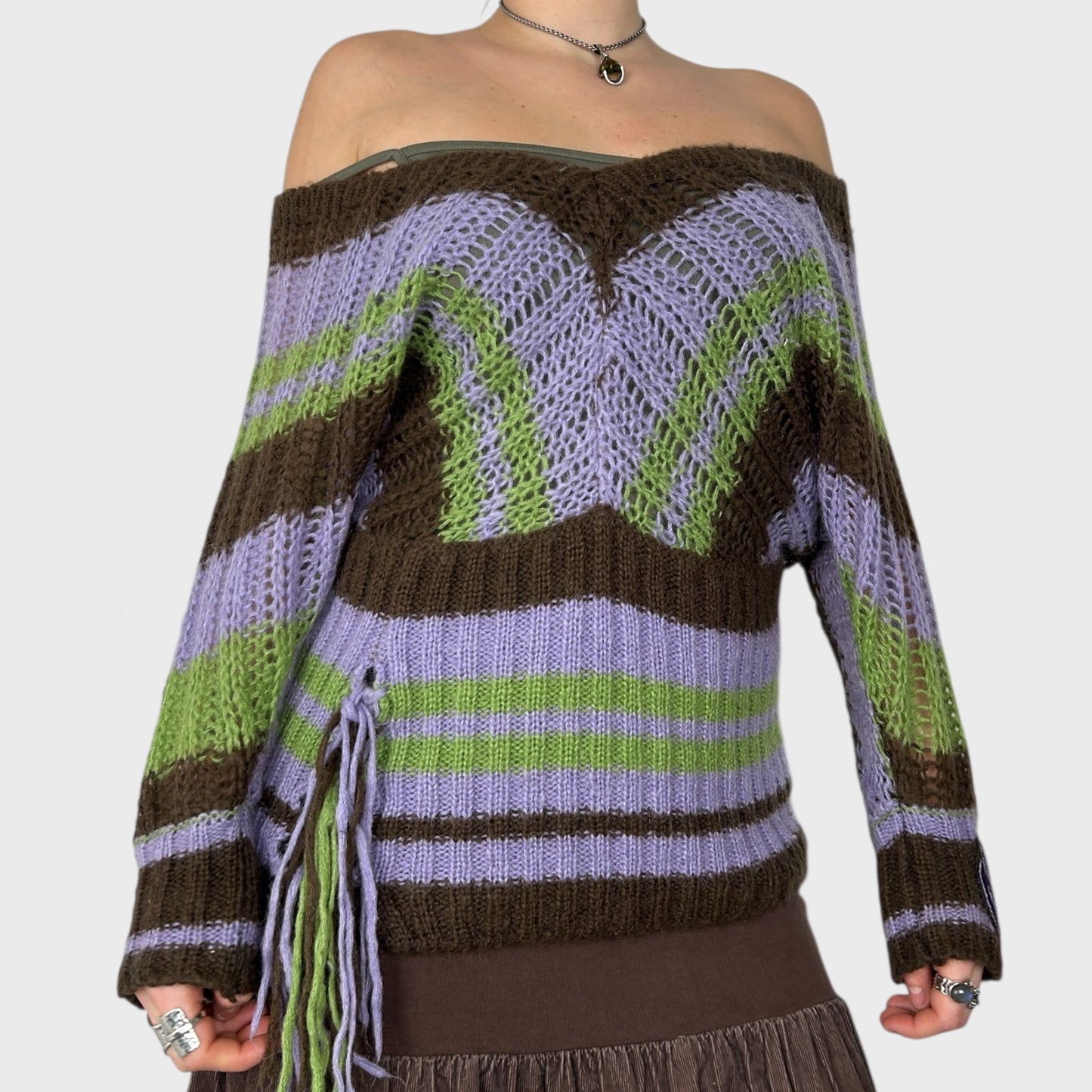 Vintage Miss Sixty Slouchy Striped Knit Jumper - S/M