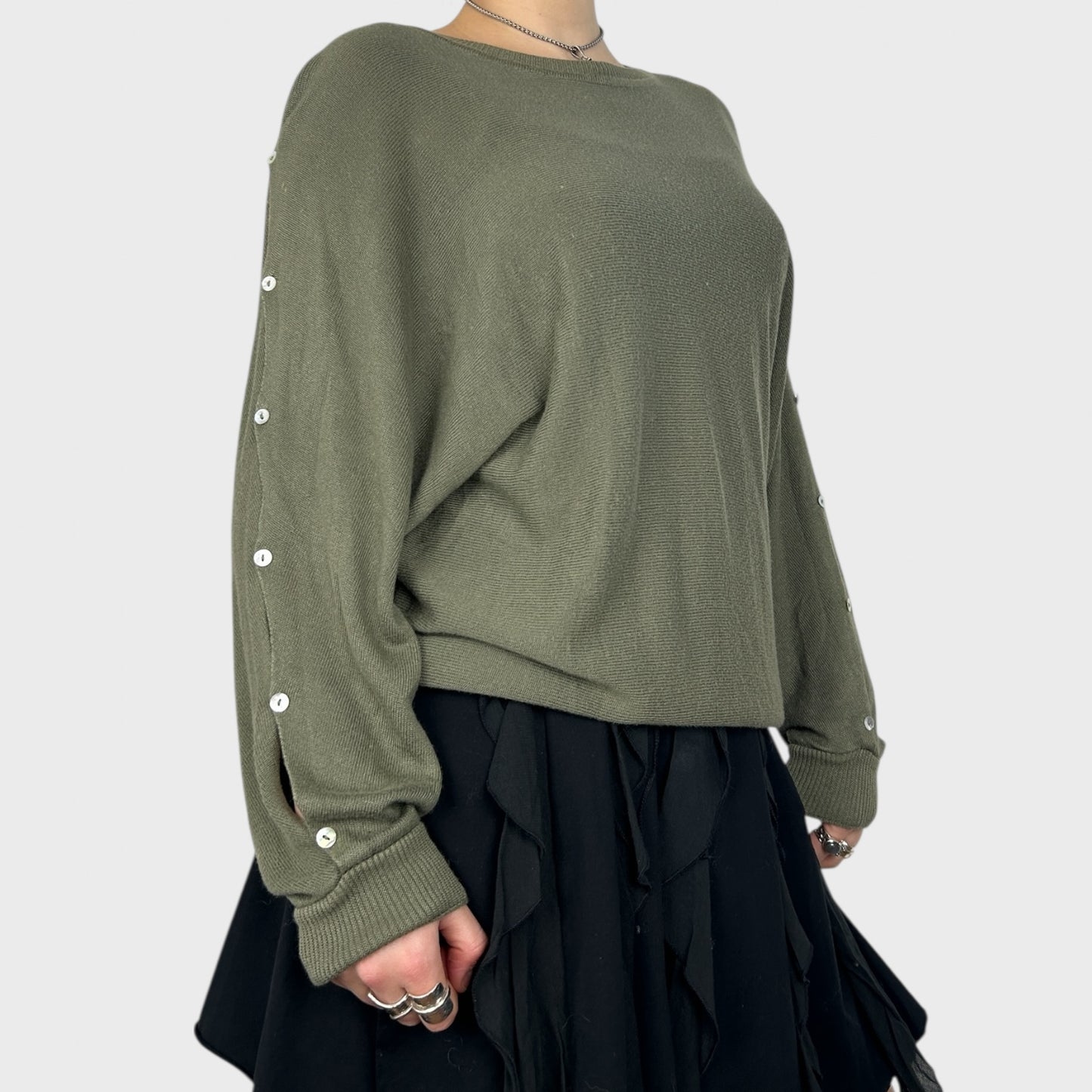 Cop Copine Khaki Slouchy Jumper - L