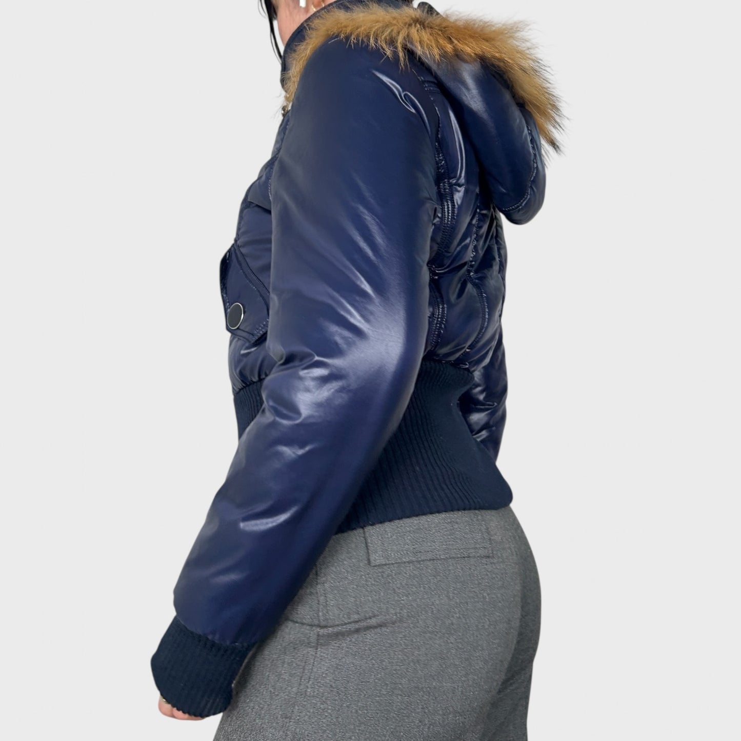 Vintage Cropped Bomber Jacket - S