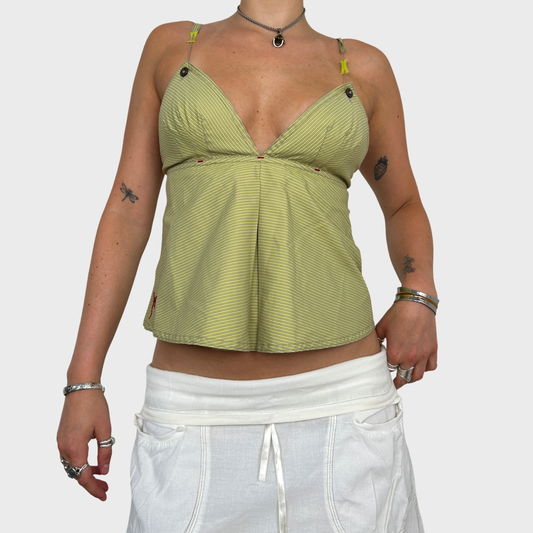 Cop Copine Green Striped Cross Cami Top - XS/S