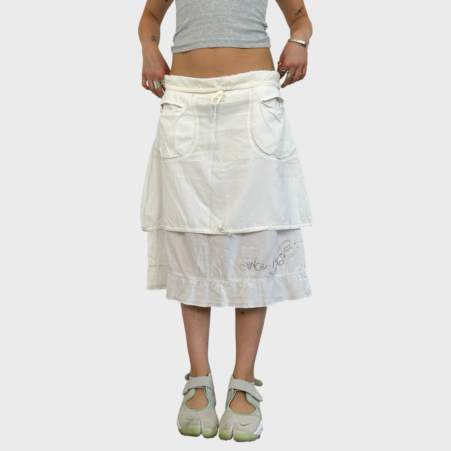Cop Copine White Midi Skirt - L