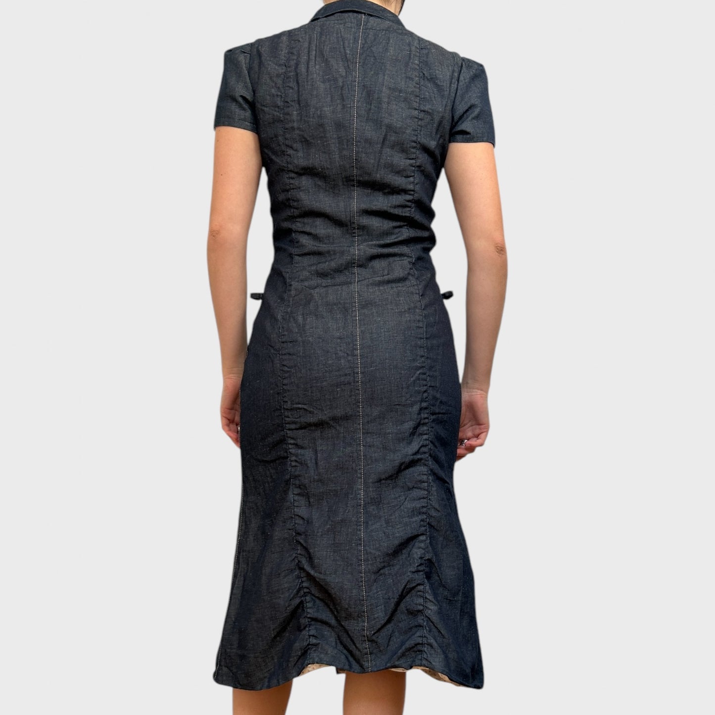 Denim Look Button-Up Midi Dress