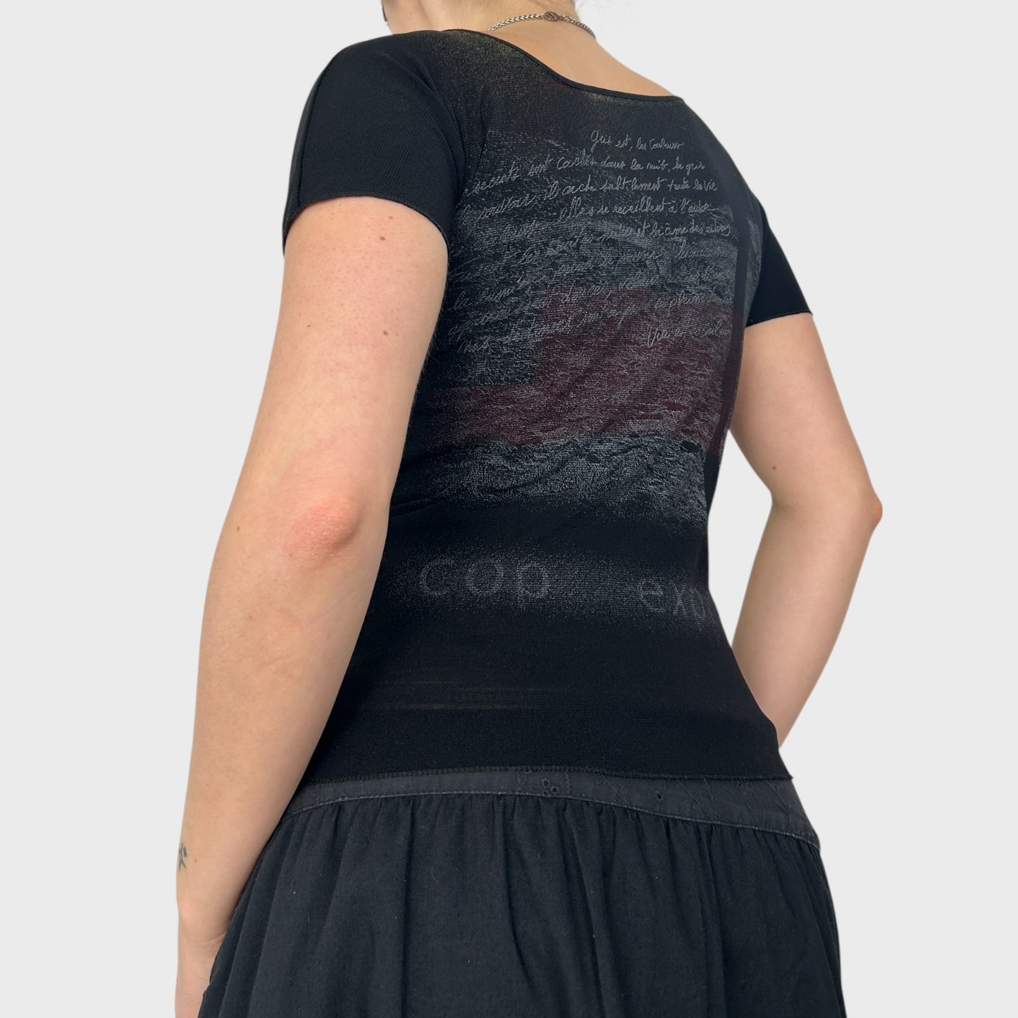 Cop Copine Graphic Logo Mesh Top - S