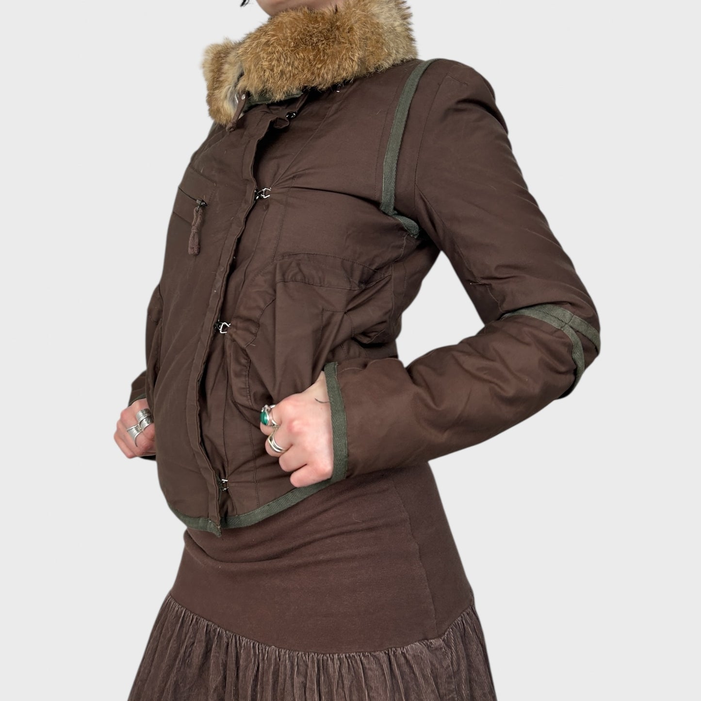 Vintage Kookai Fur Trim Coat - XS