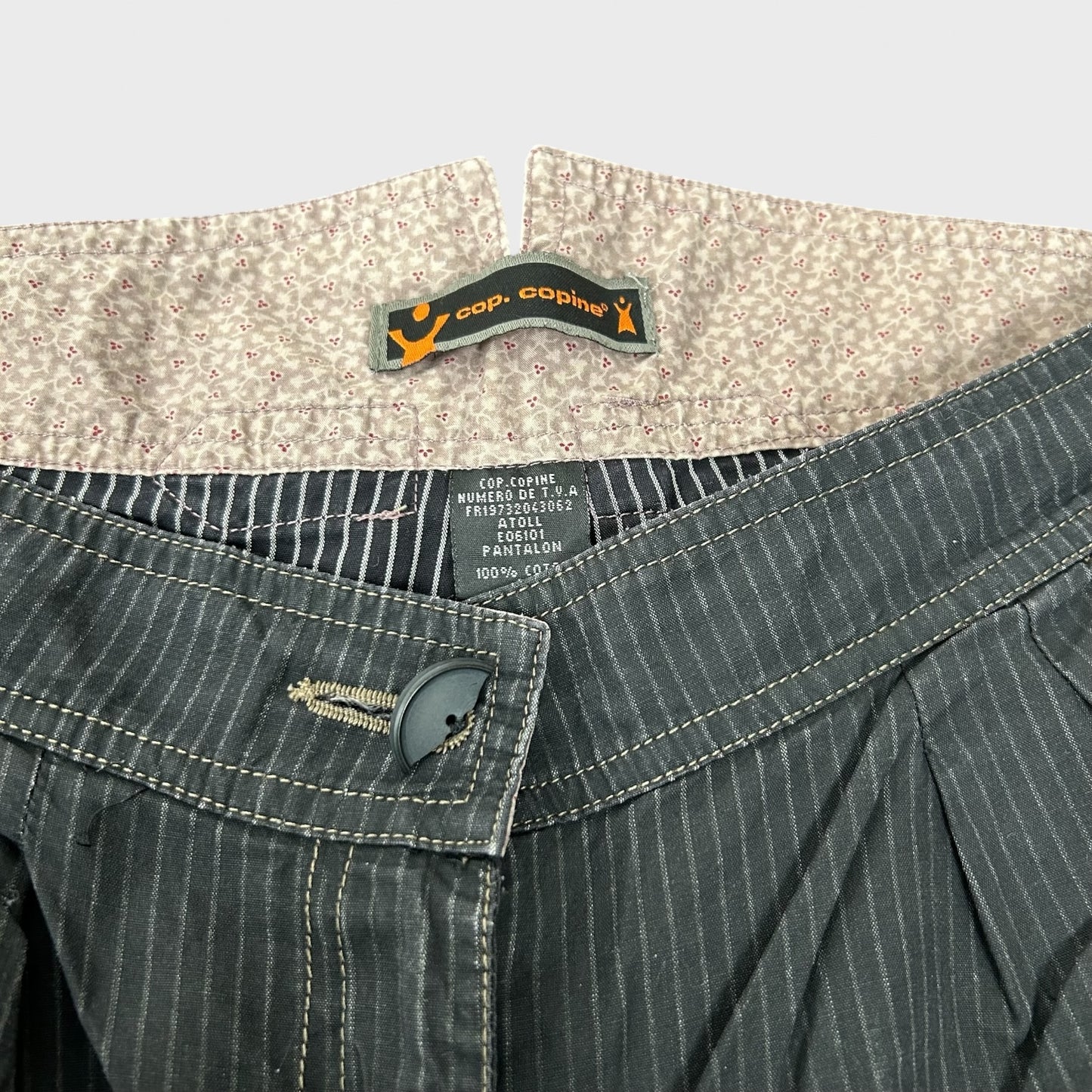 Cop Copine Buckle Butterfly Pinstripe Trousers - S