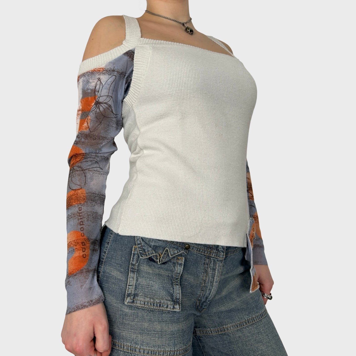 Cop Copine Bi-Material Long Sleeve Knit Top - M