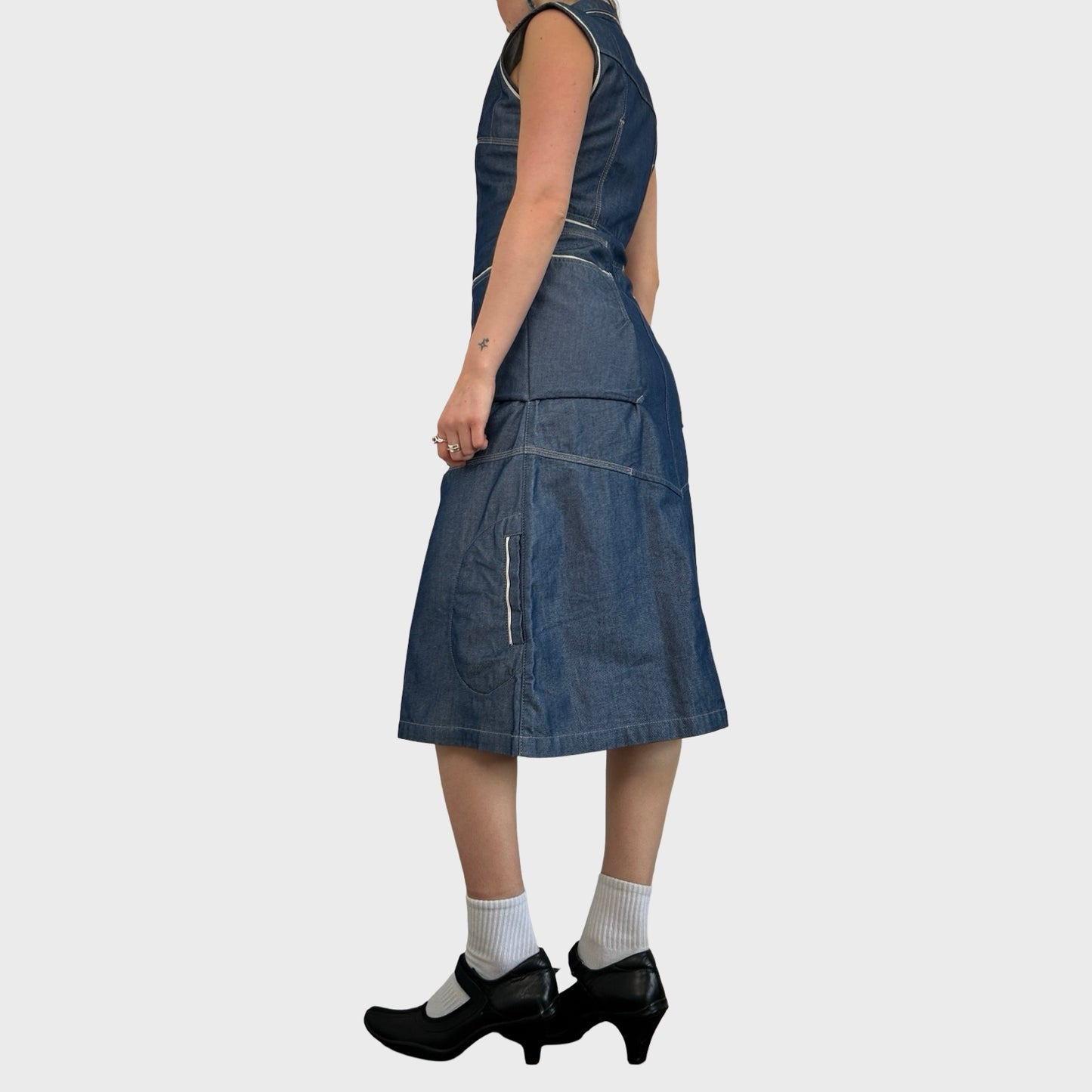 Vintage Denim Zip Up Dress - S