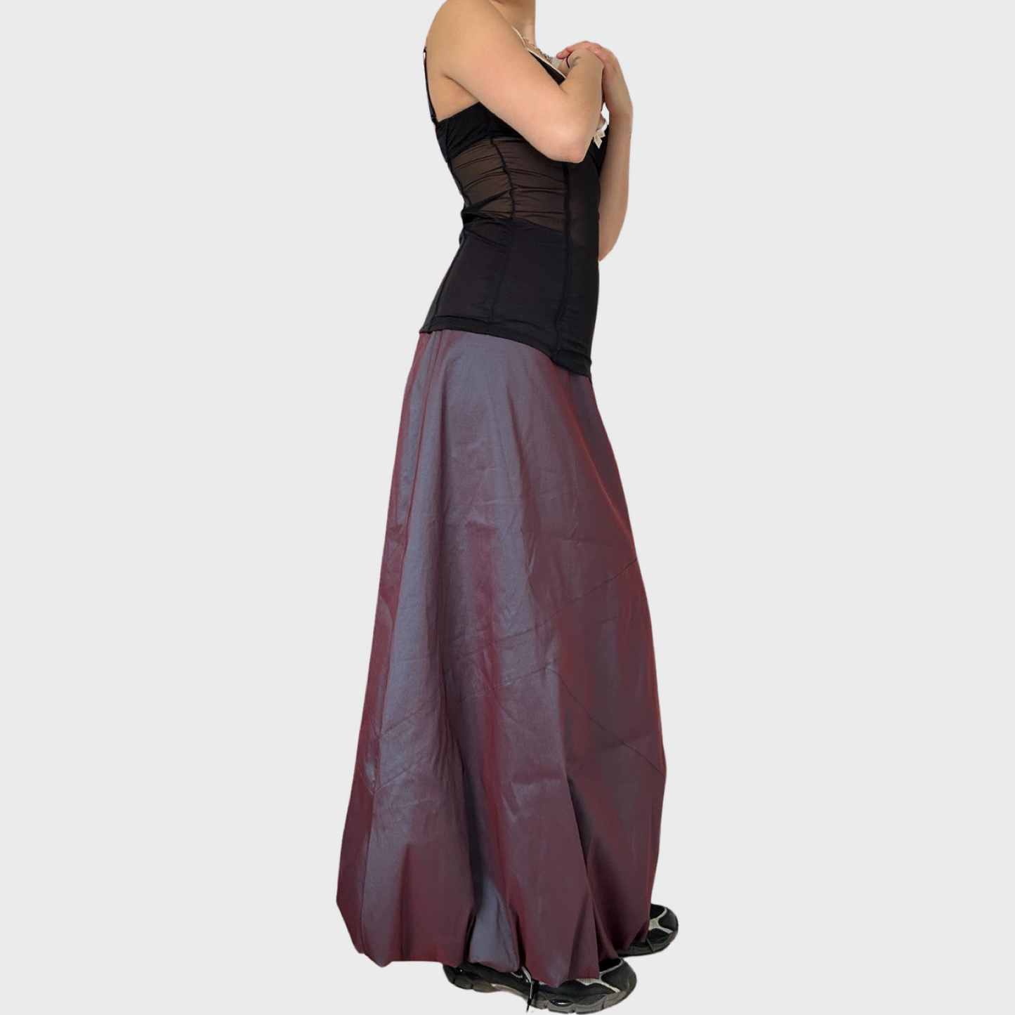 Iridescent purple bubble maxi skirt