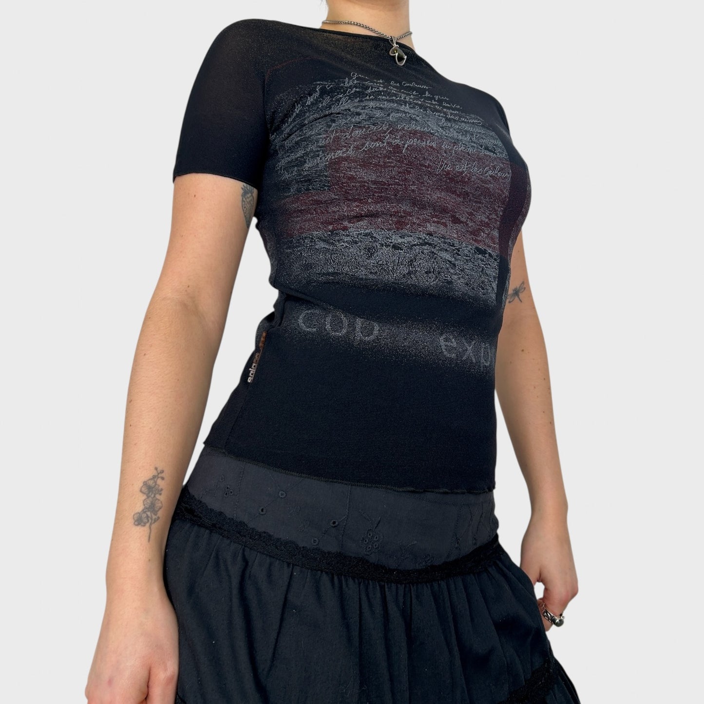 Cop Copine Graphic Logo Mesh Top - S