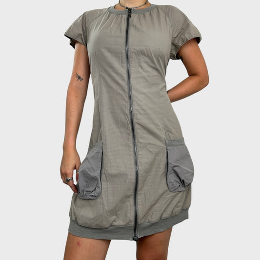 Cop Copine Grey Zip-Up Midi Dress - M/L