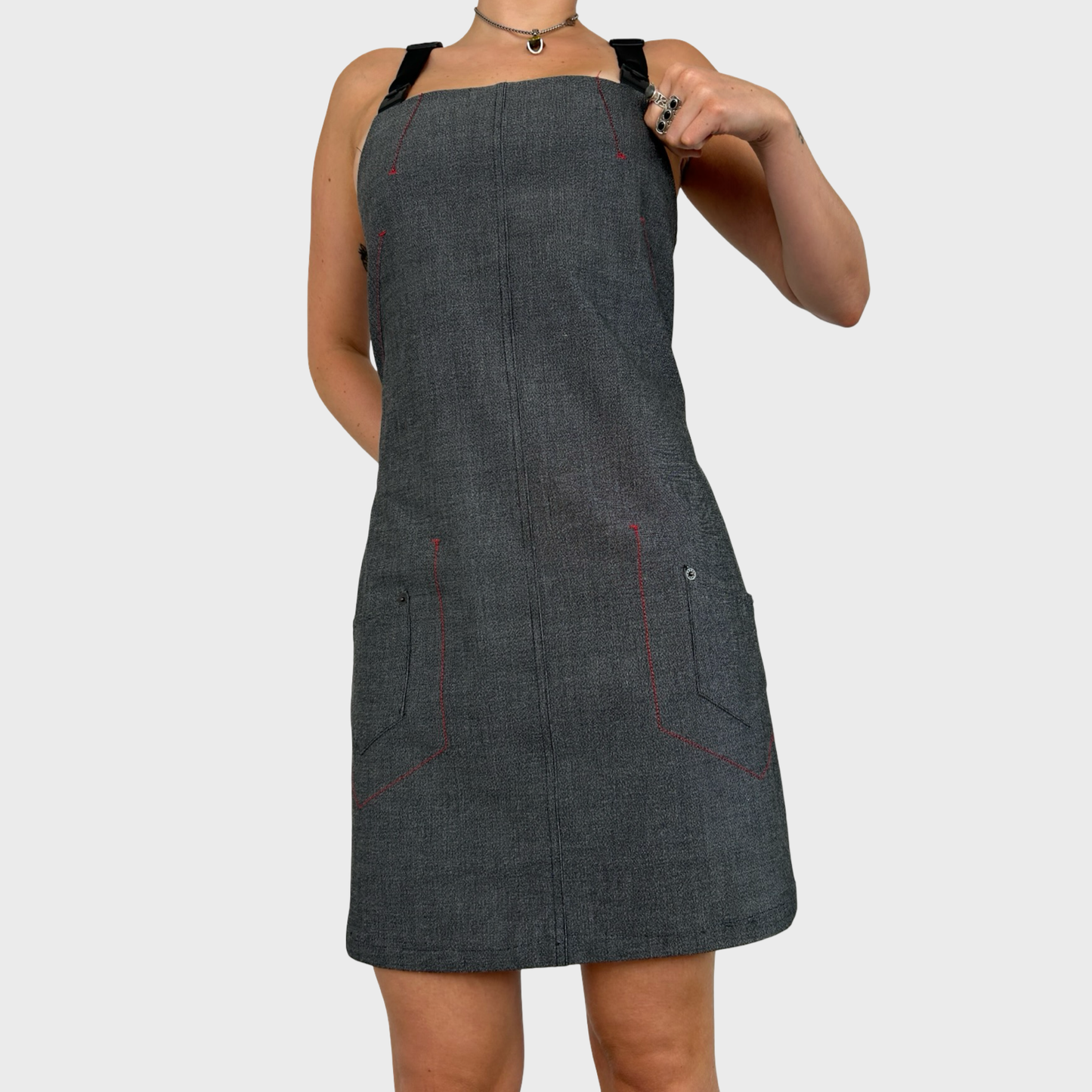 Cop Copine Grey Structured Buckle Mini Dress - S