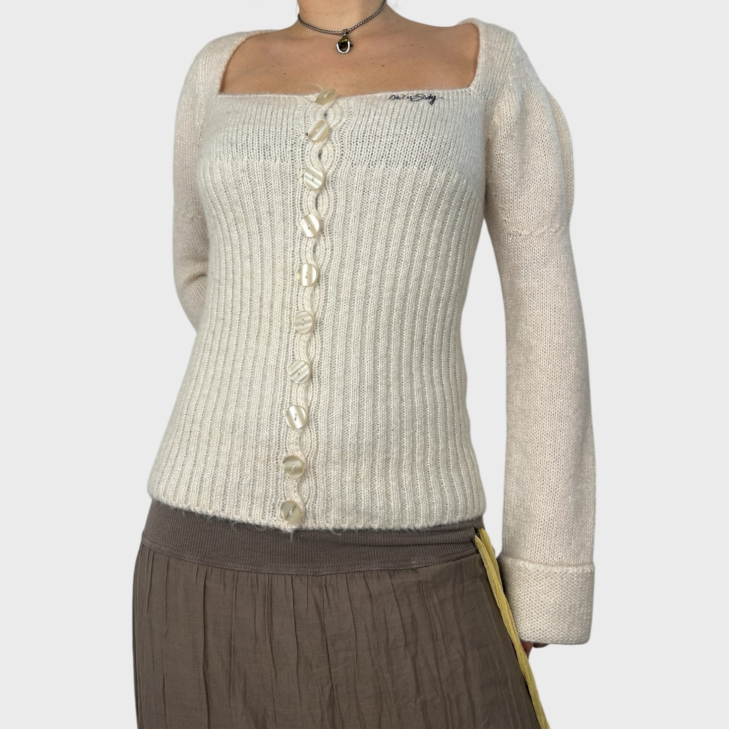 Miss Sixty White Button Cardigan - L