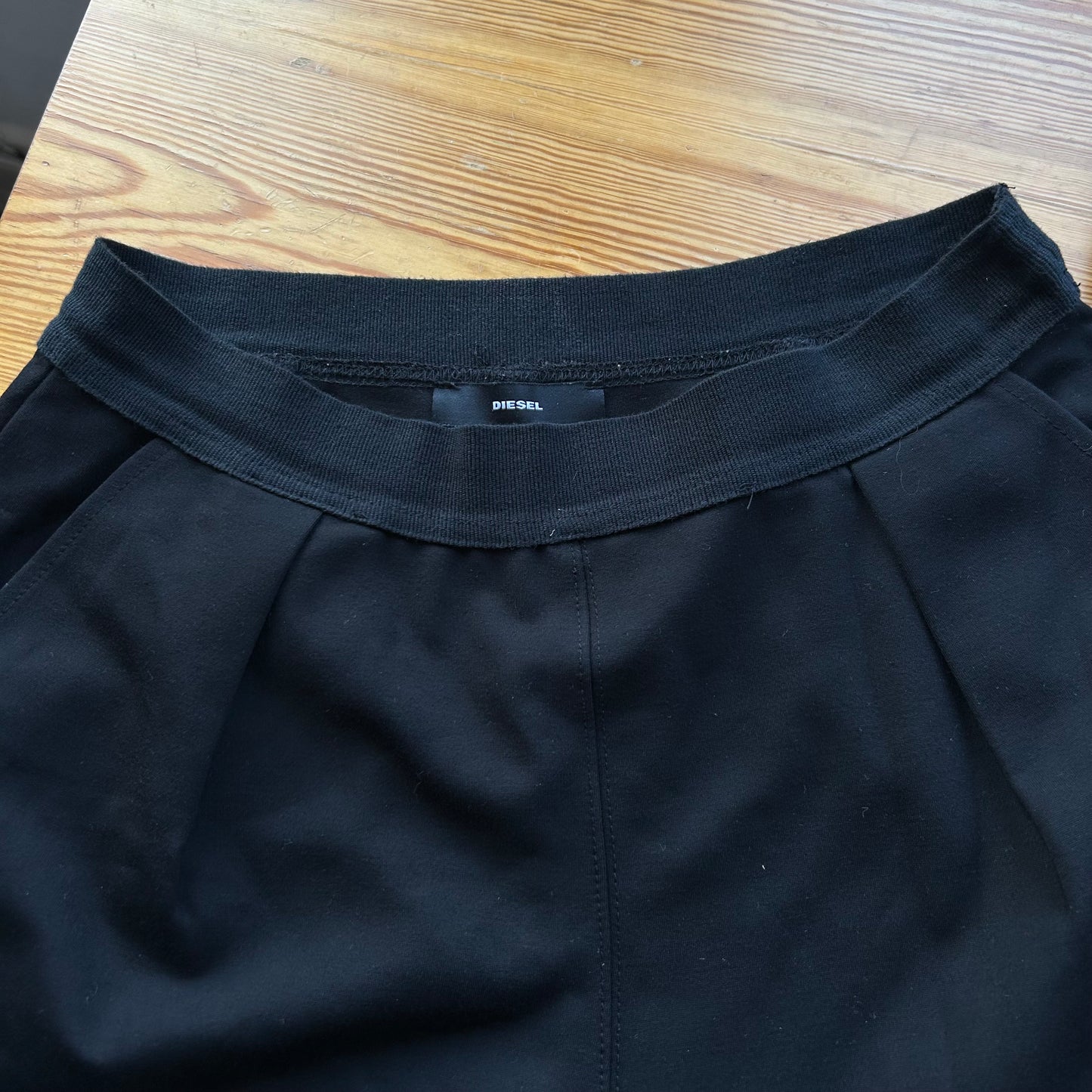 Diesel Black Wide Leg Cropped Trousers - S
