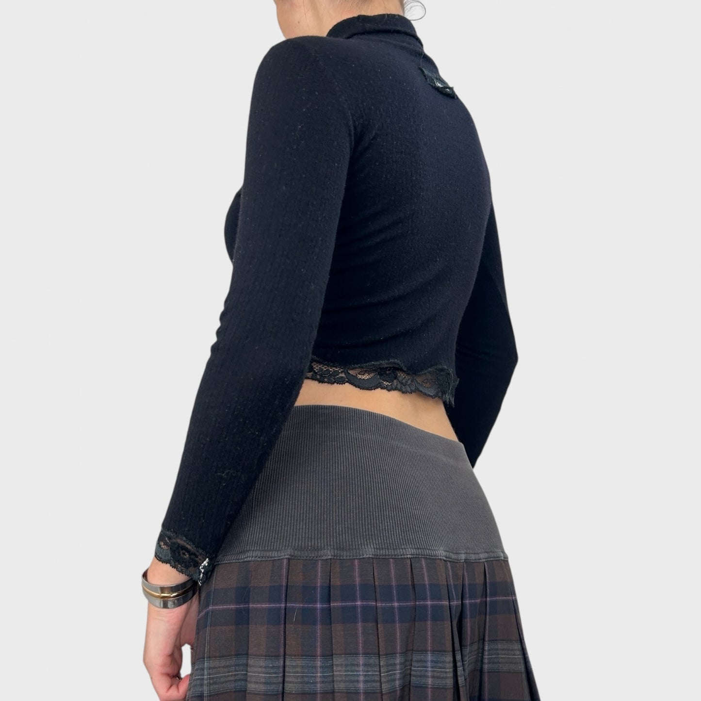 Dolce and Gabbana Black Jumper with Lace Trim - XS/S