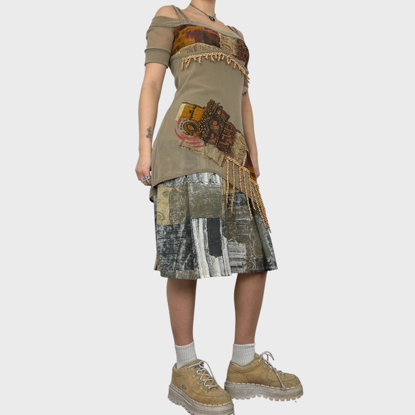 Save The Queen Graphic Mesh Midi Dress - M/L