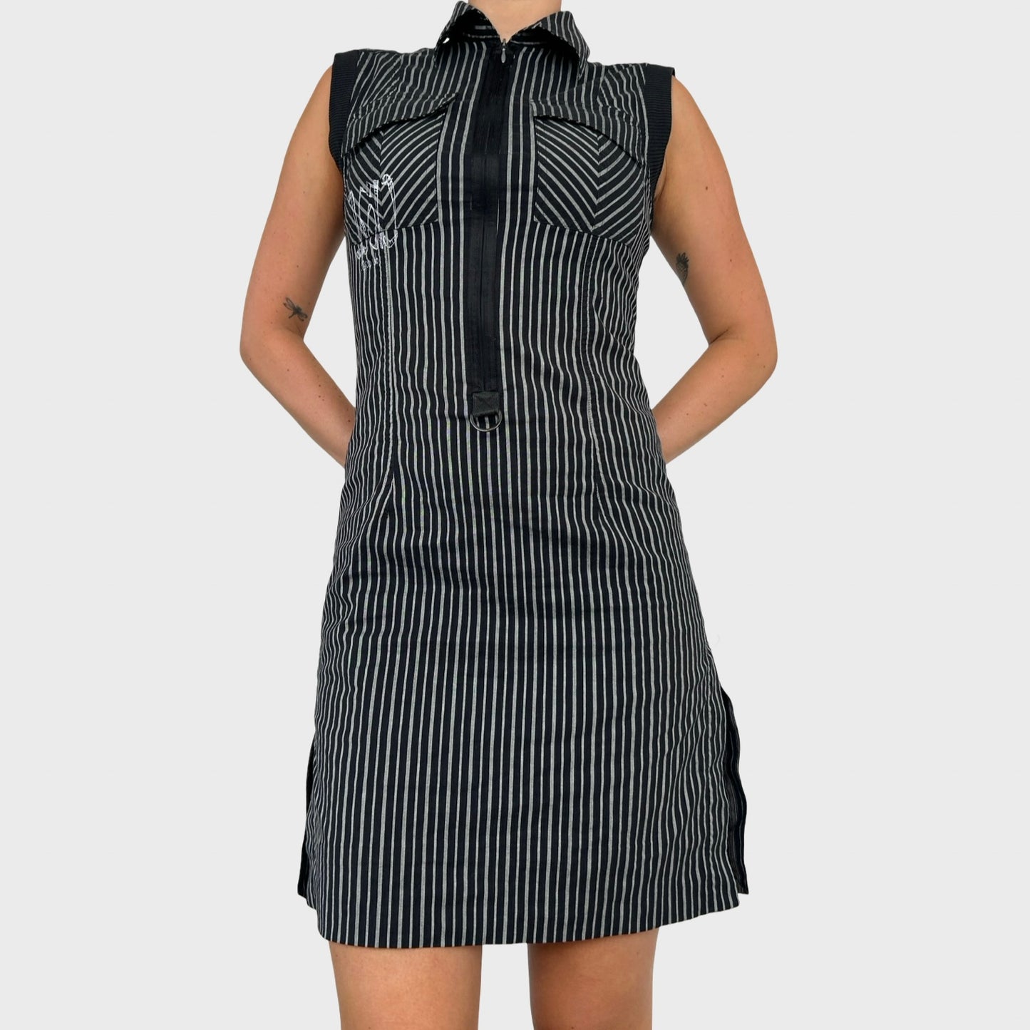 Cop Copine Stripe Collared Mini Dress - S