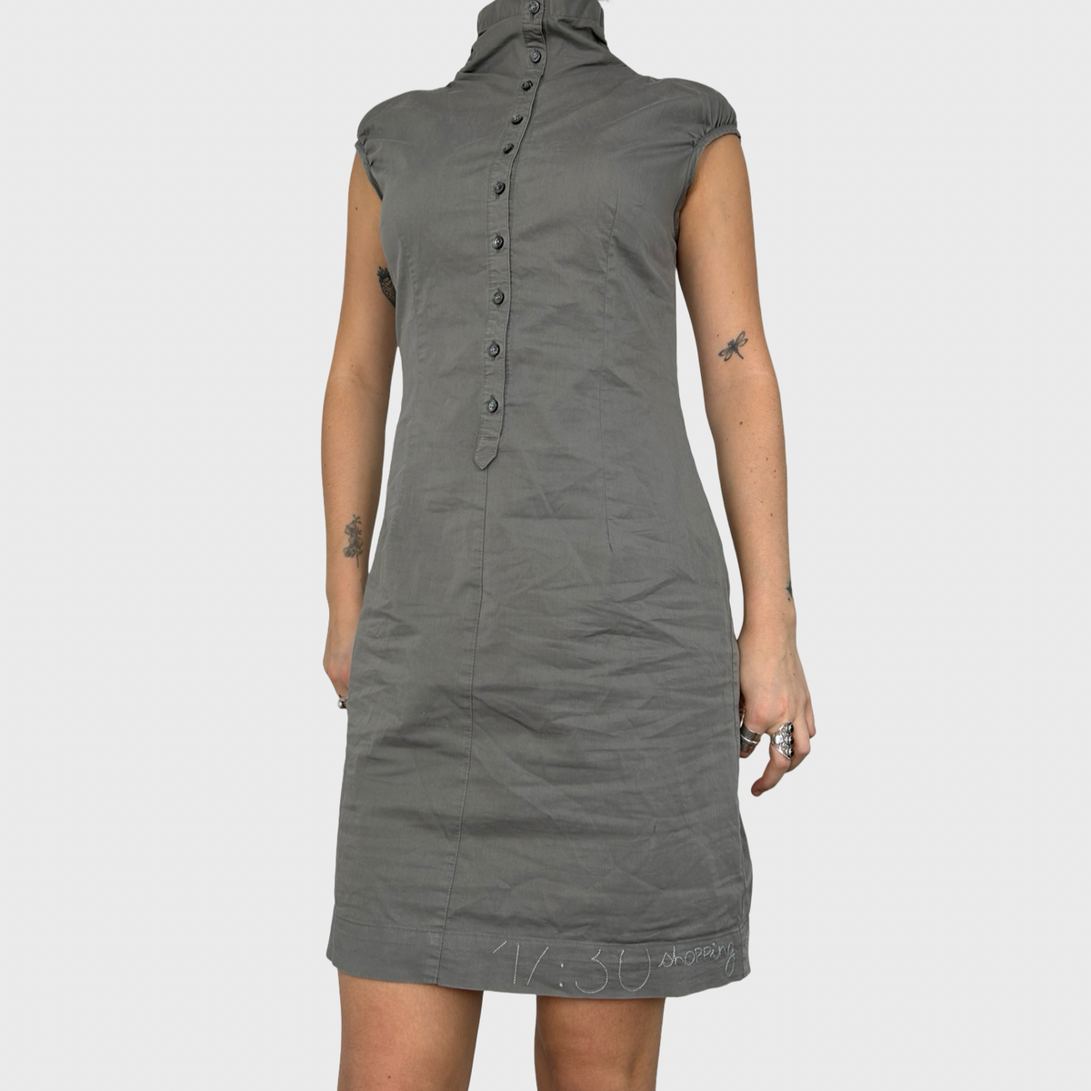 Cop Copine High Neck Button Dress - S/M
